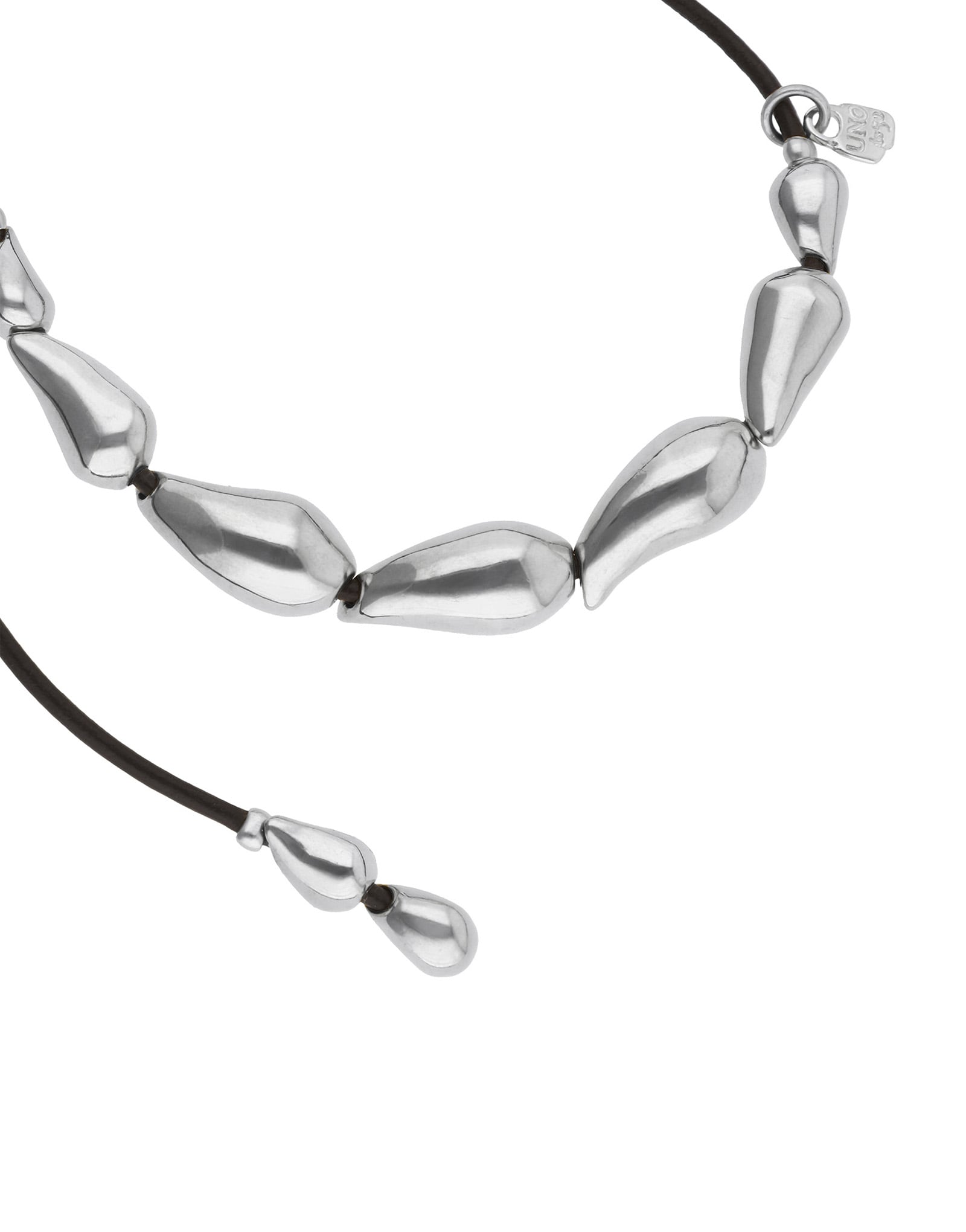 Leather necklace with intertwined drops