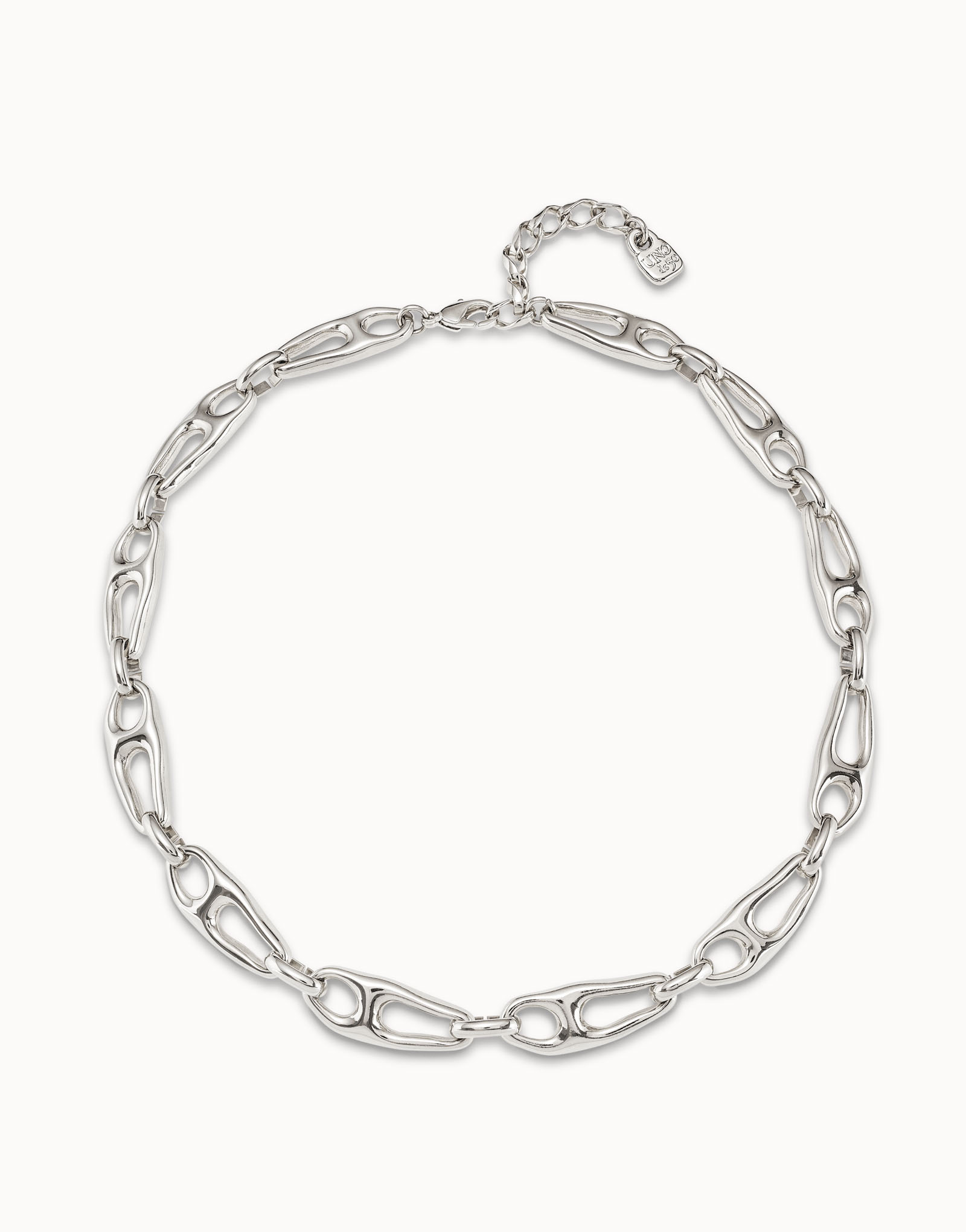 Sterling silver-plated short necklace and small links, Silver, large image number null