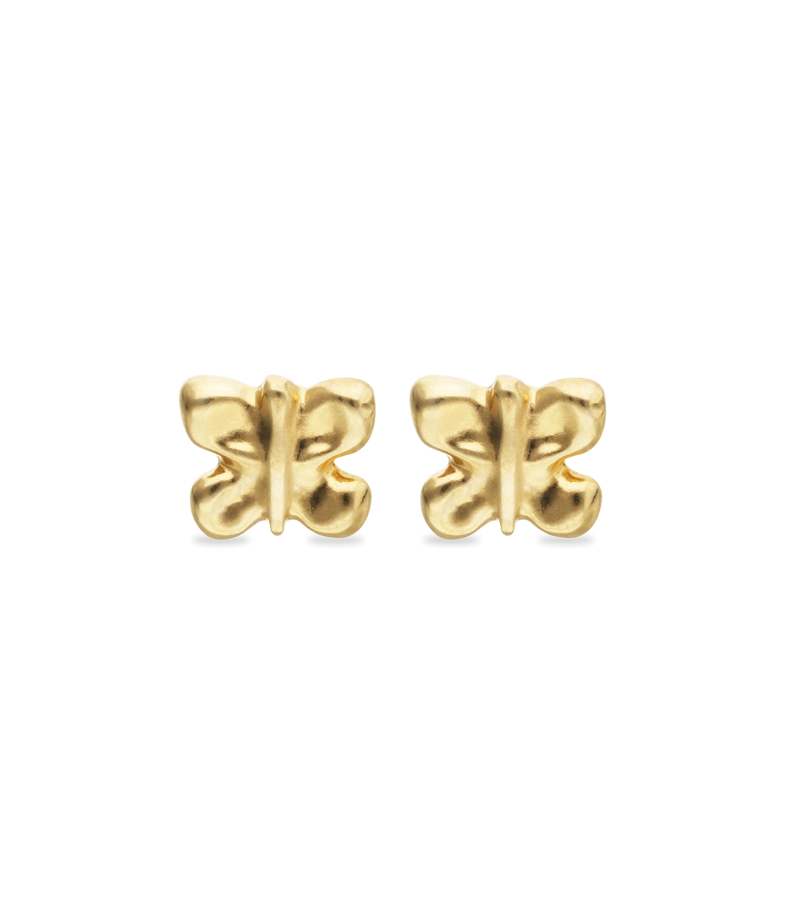 Pendientes peque&ntilde;os con forma de mariposa ba&ntilde;ados en oro 18k
