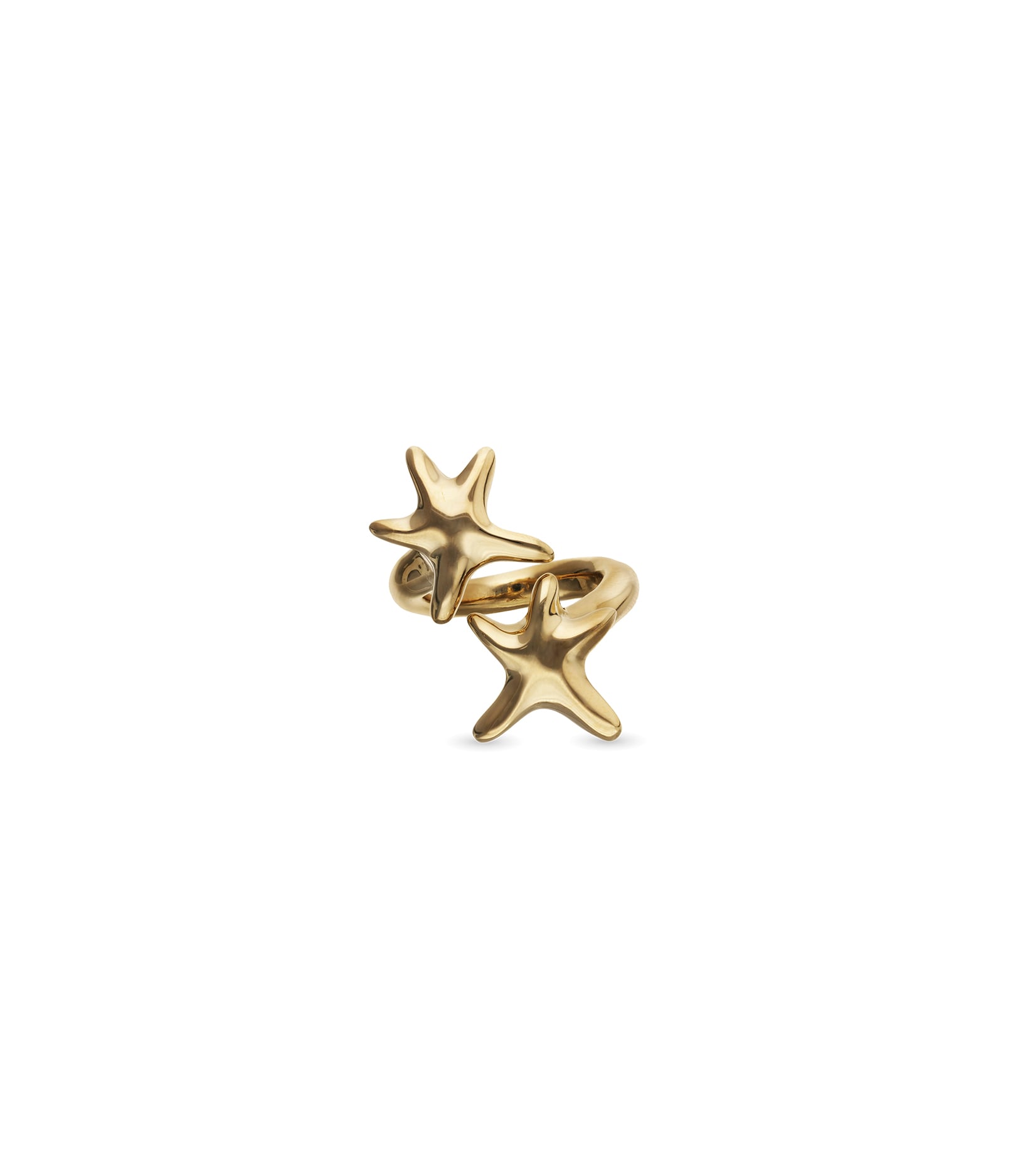 Anillo ba&ntilde;ado en oro con estrellas de mar entrelazadas