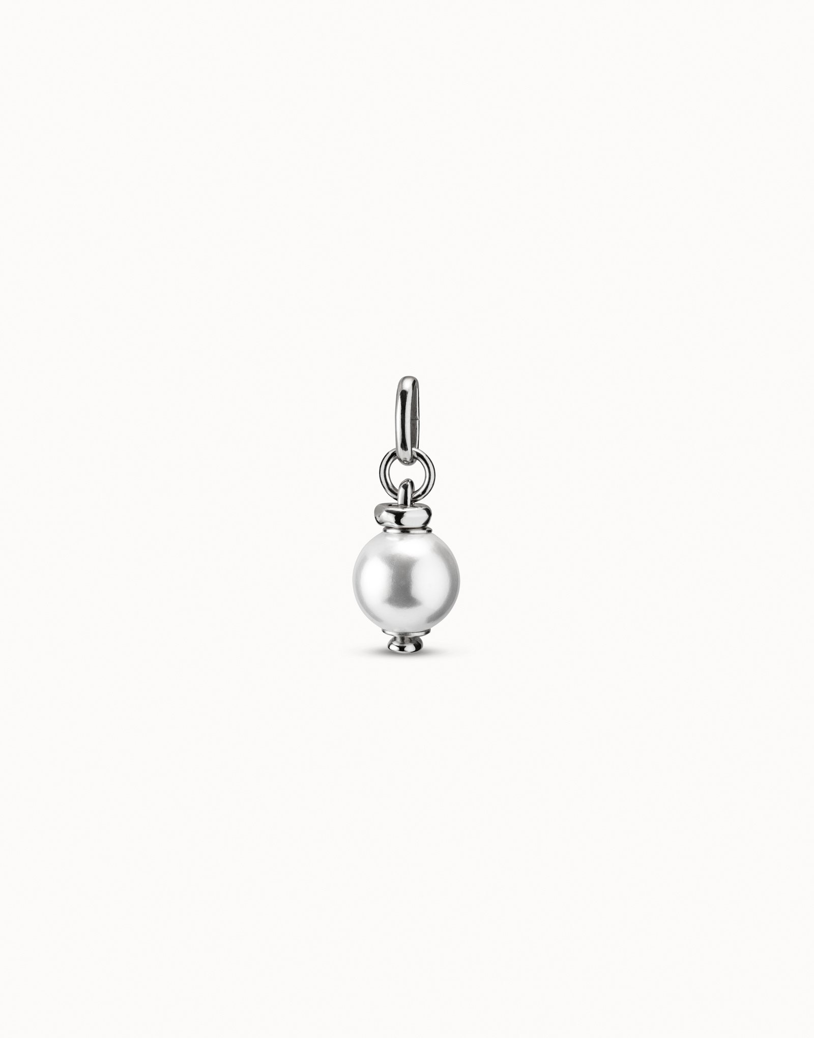 Sterling silver-plated charm with white pearl, Silver, large image number null