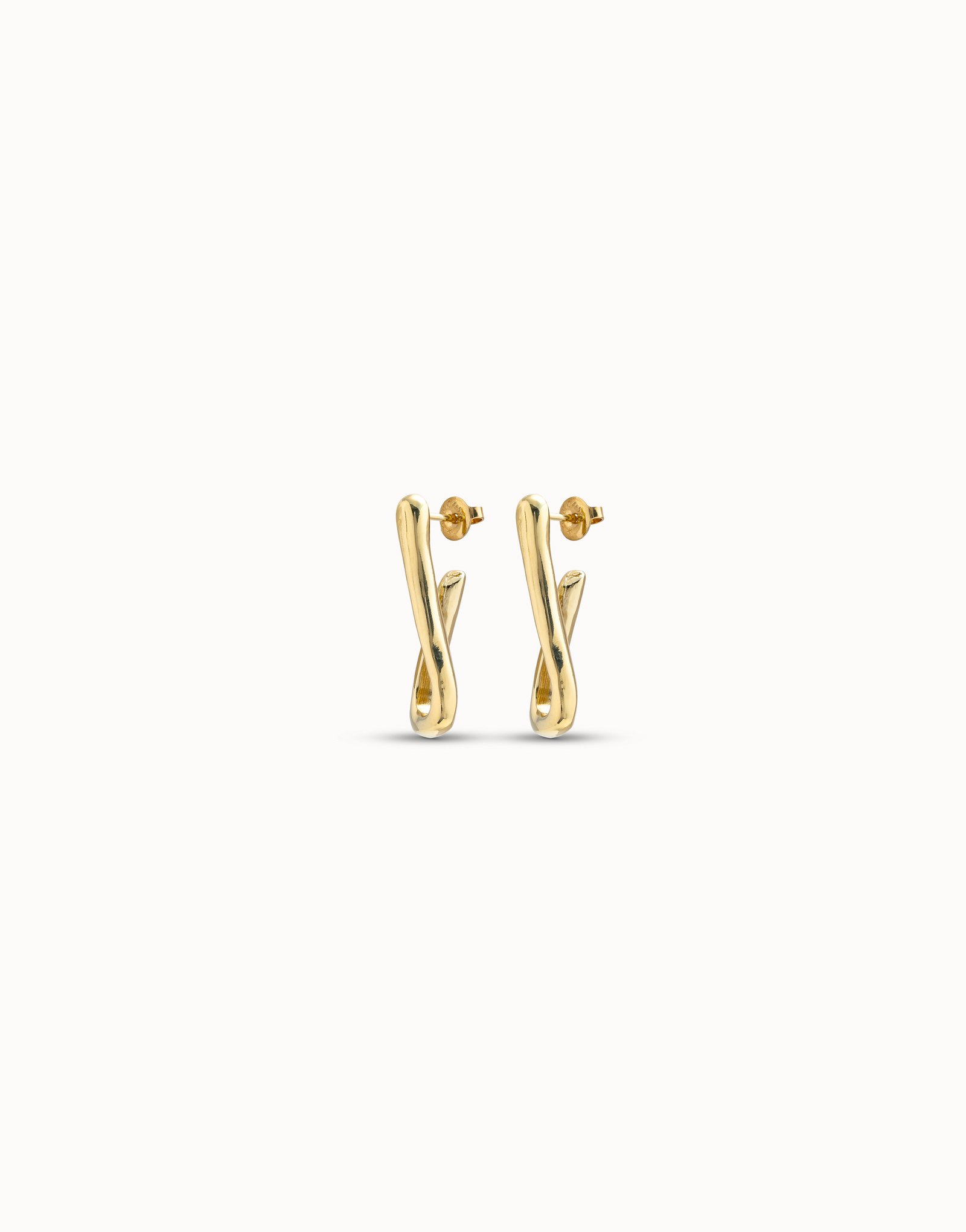 18K gold-plated link shaped earrings, Golden, large image number null