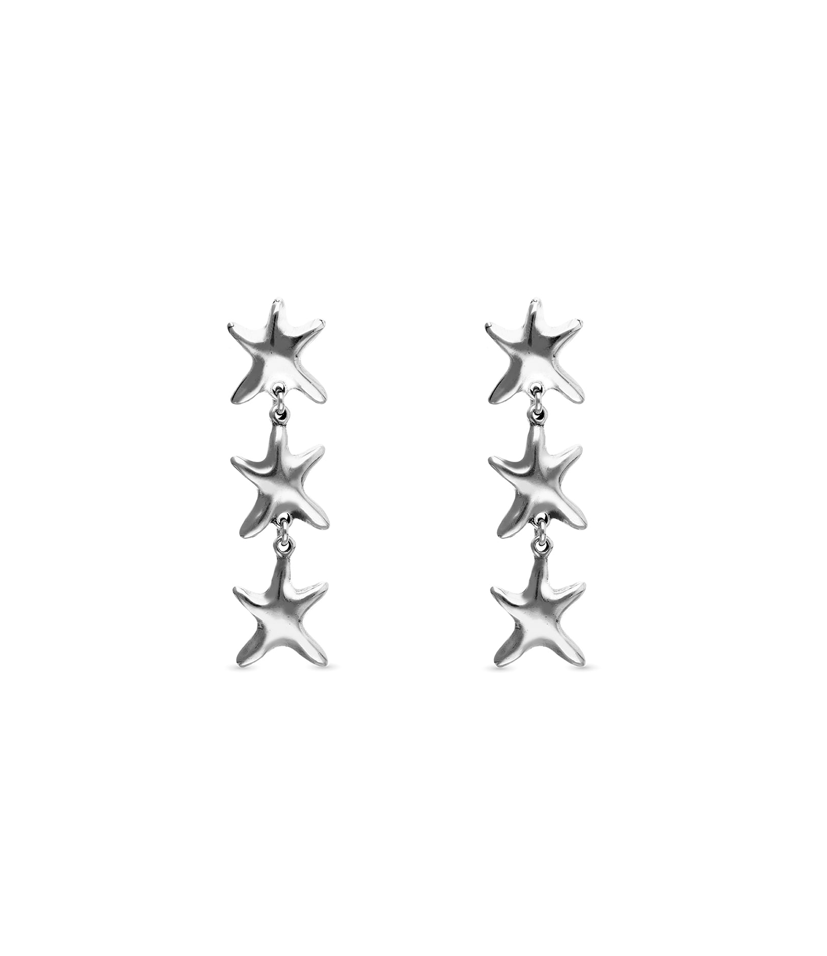 Long earrings with 3 starfishes