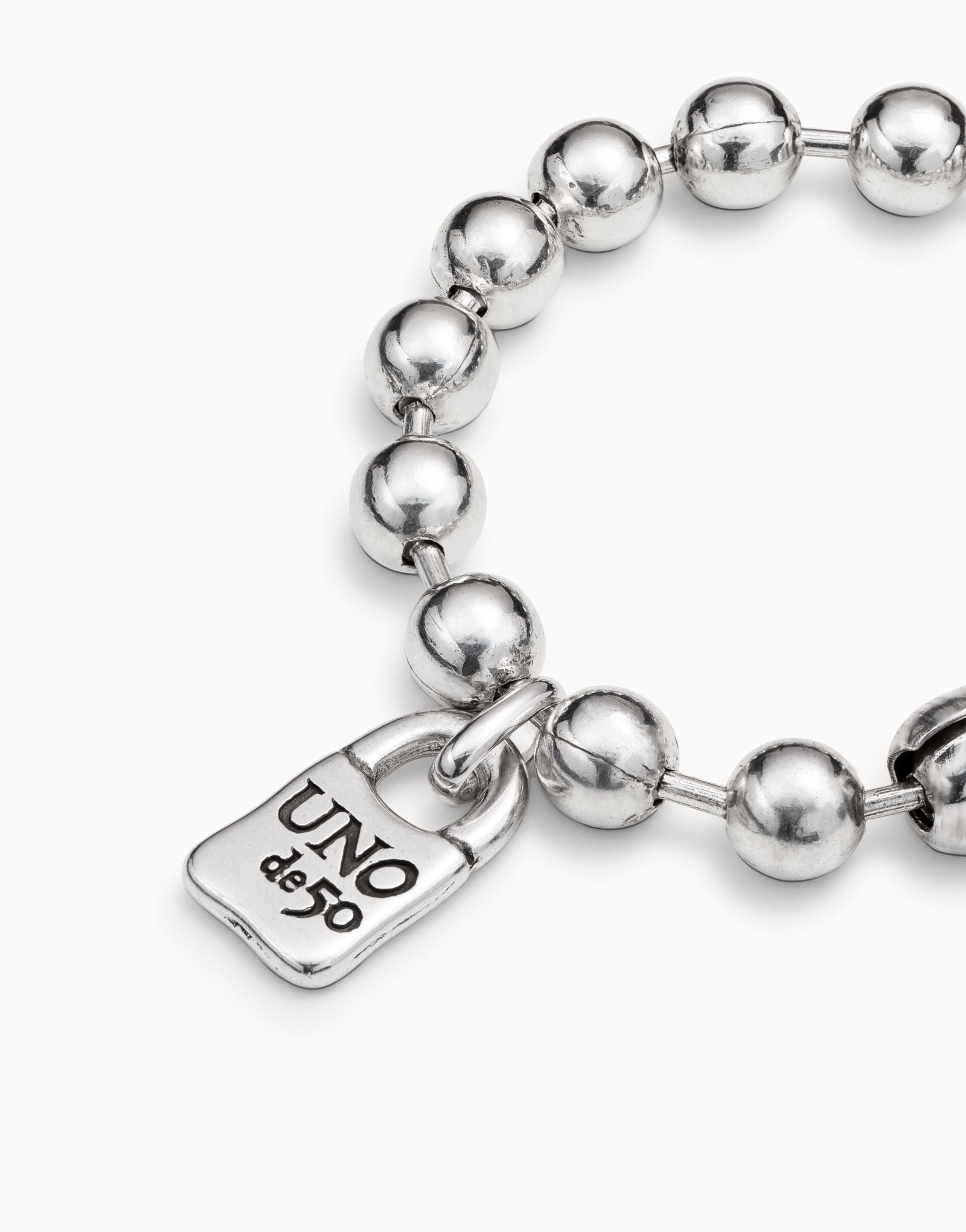 Sterling silver-plated bracelet with beads, Silver, large image number null