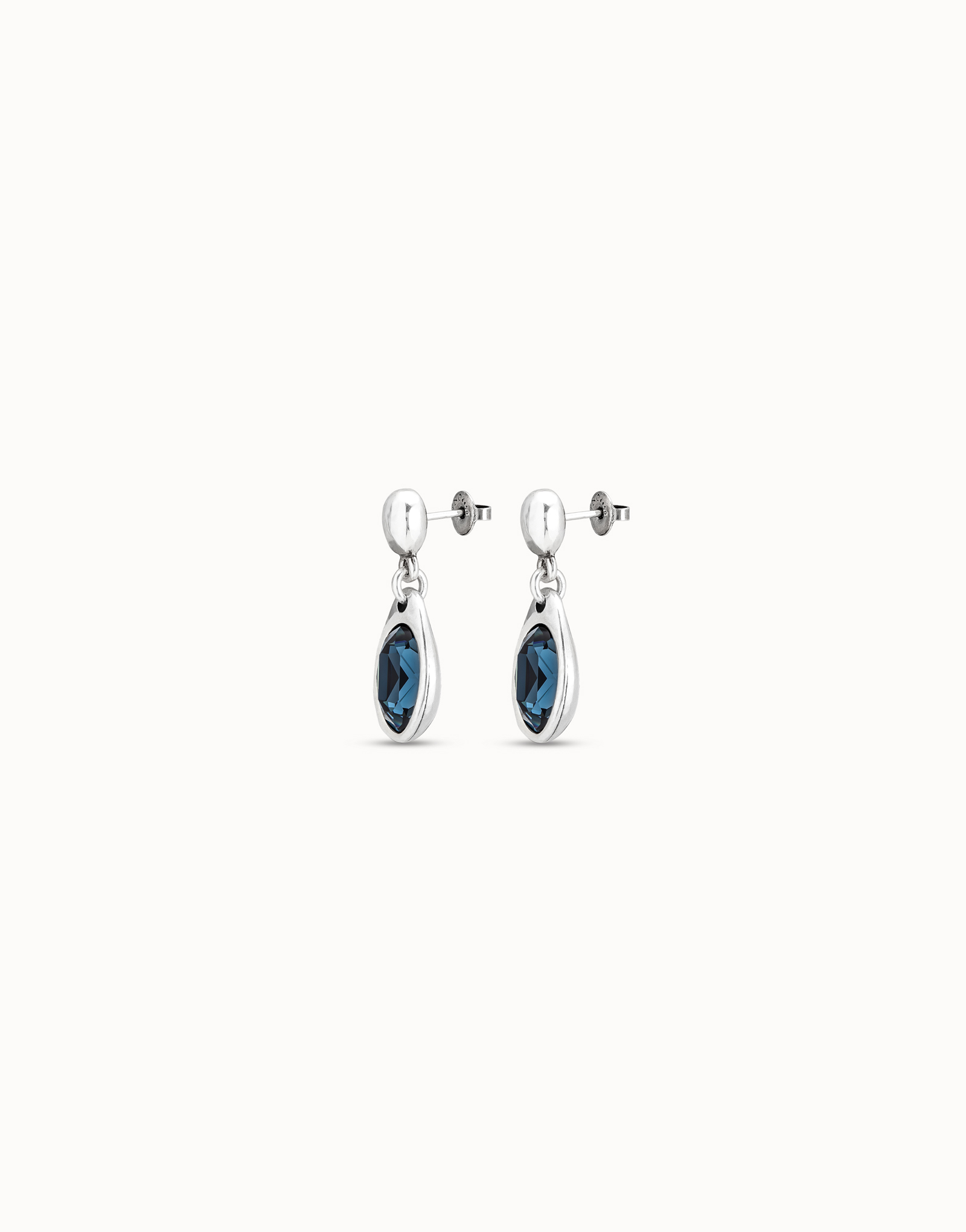 Sterling silver-plated long earrings with crystal | UNOde50