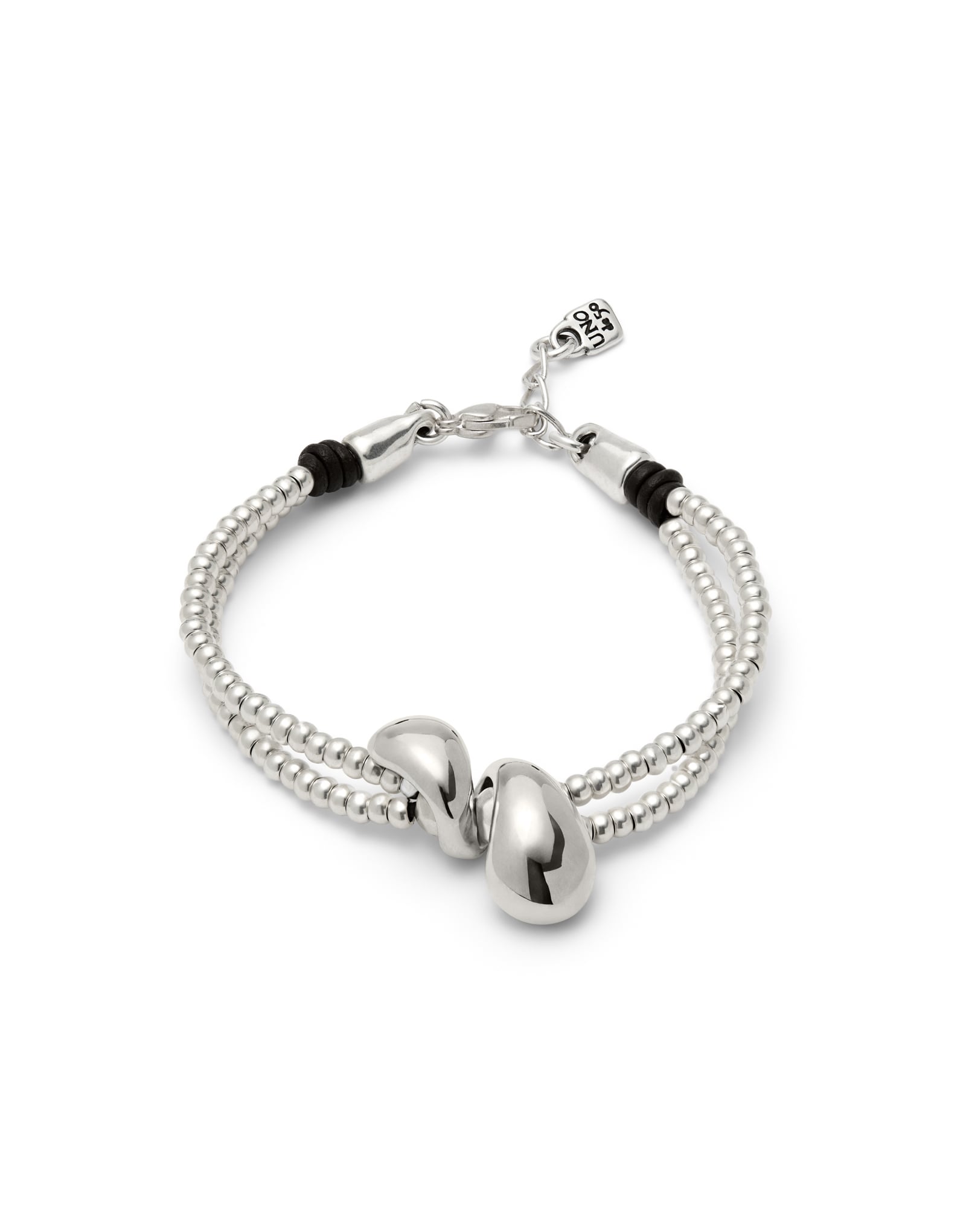 Double-strand bracelet with lobster clasp and two drops