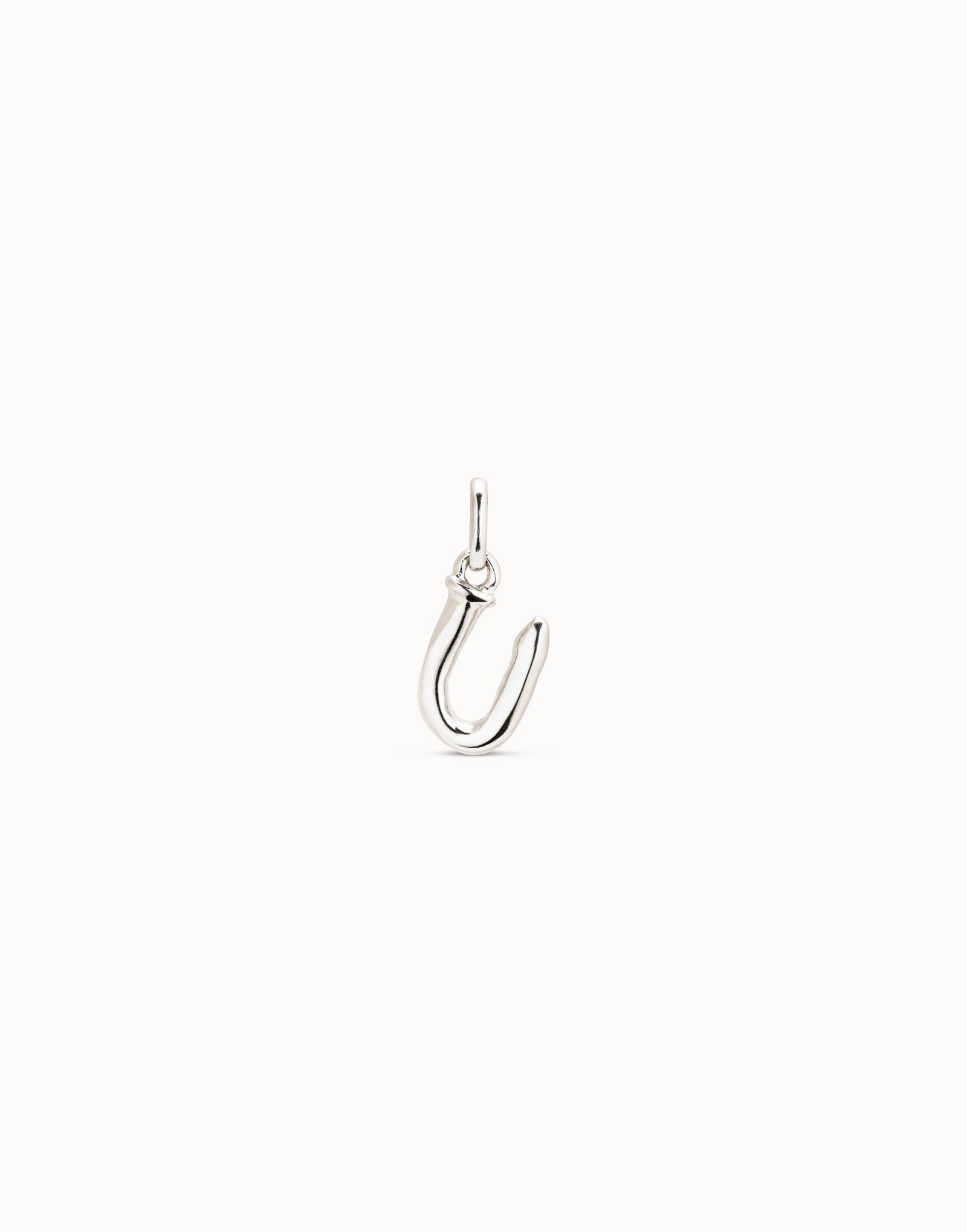 Sterling silver-plated letter U charm, Silver, large image number null