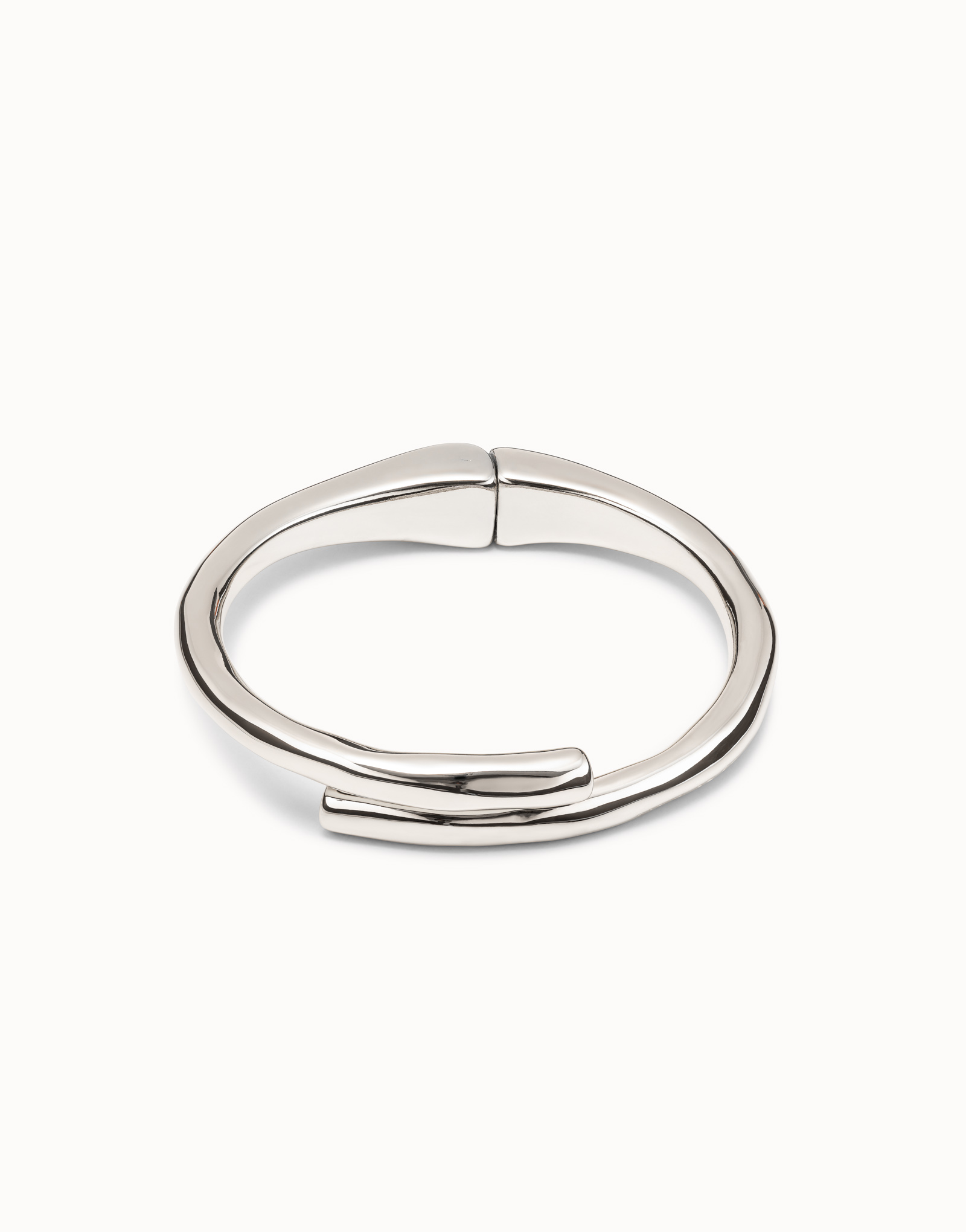 Sterling silver-plated tubular shaped bracelet with hidden spring, Silver, large image number null