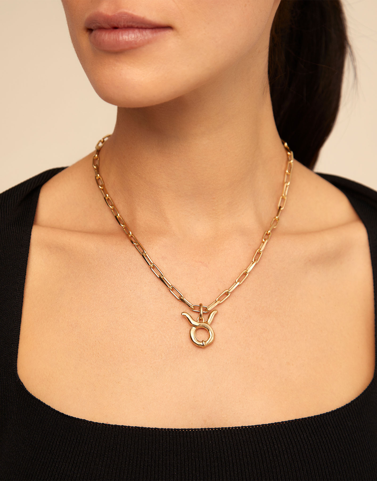 18K gold-plated short chain, Golden, large image number null