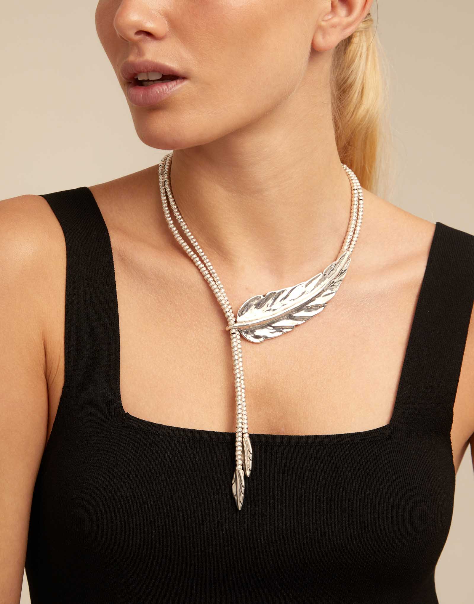 Collier long plaqué argent, Argent, large image number null