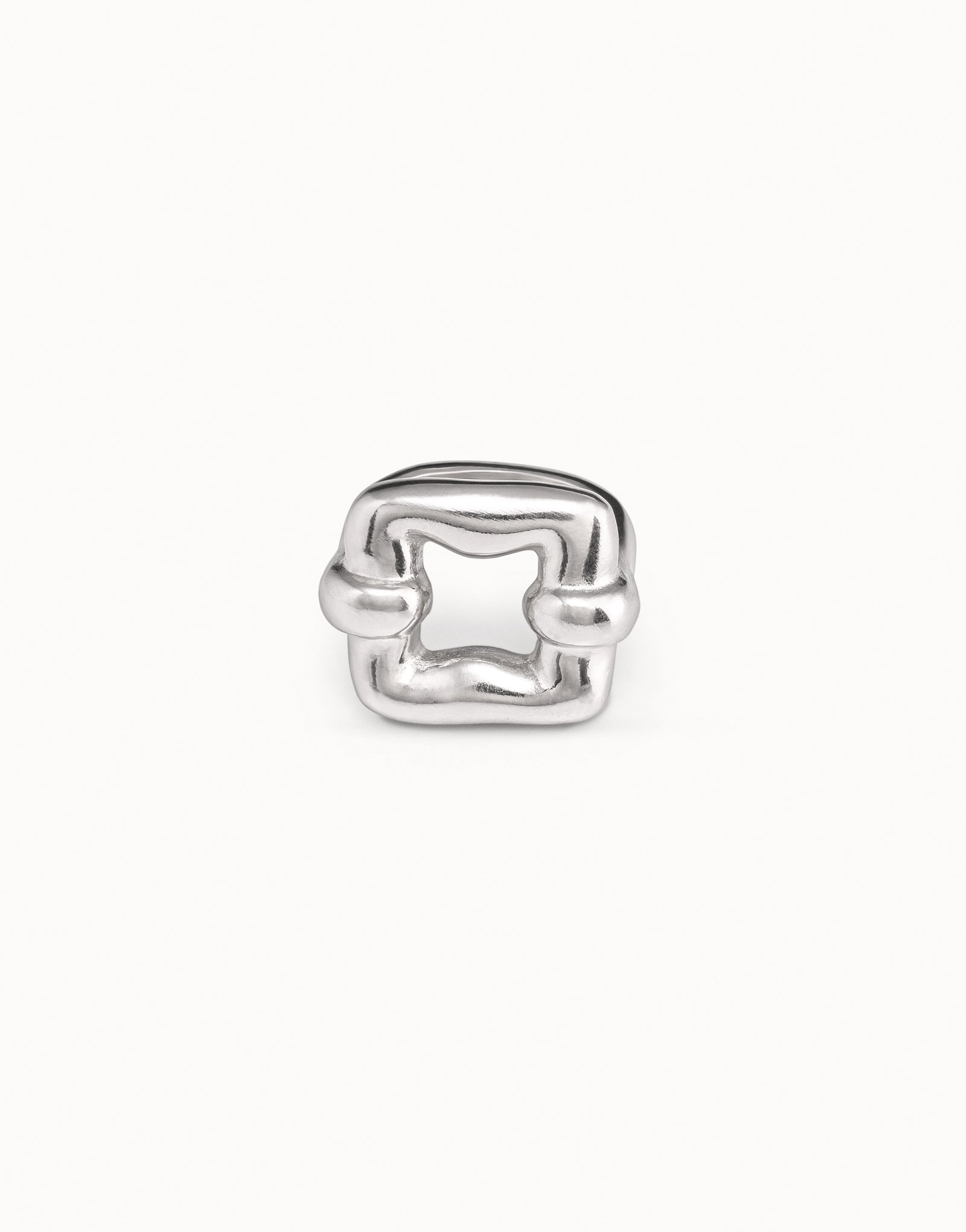 Sterling silver-plated square link ring, Silver, large image number null