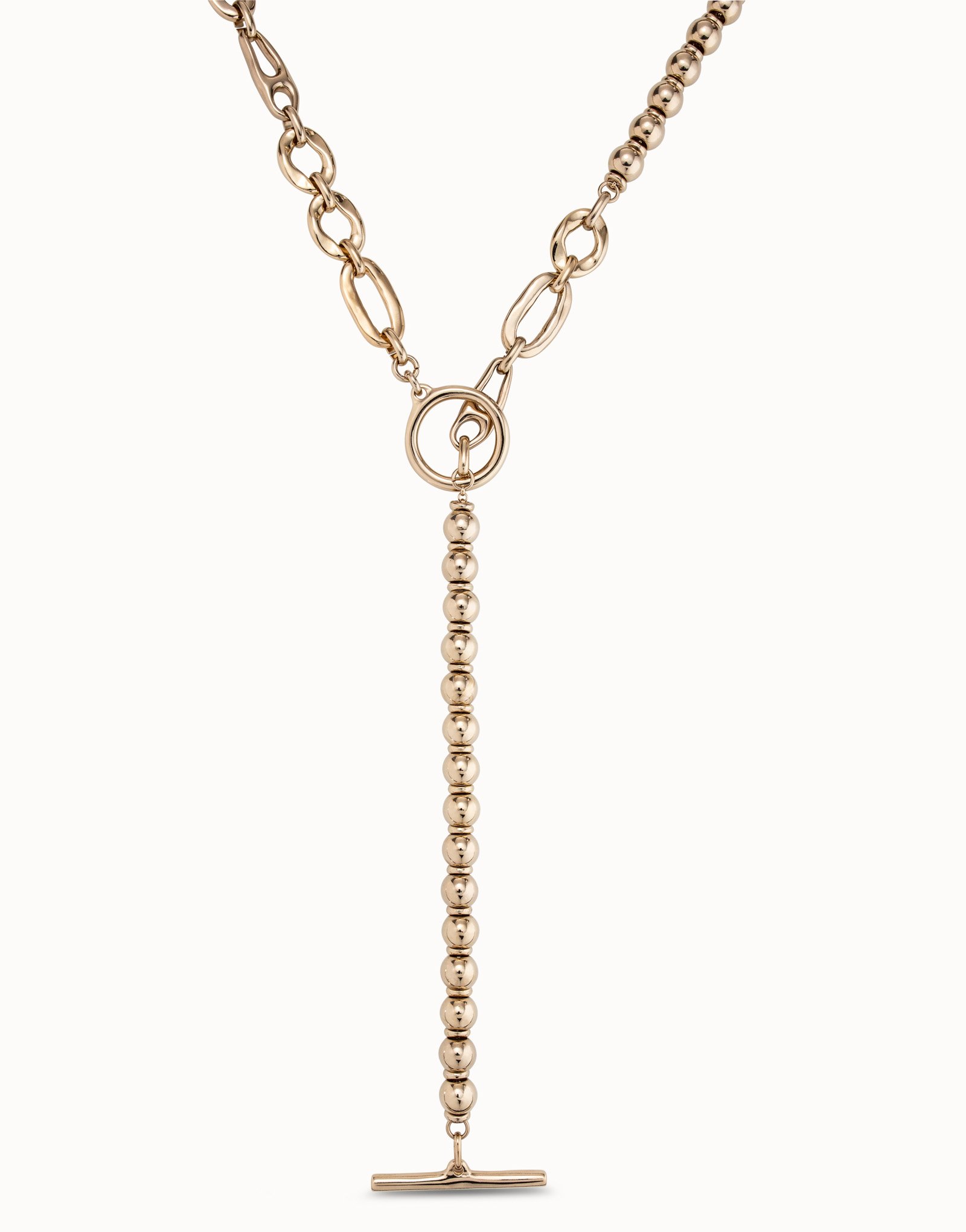 18K gold-plated long necklace with links | UNOde50