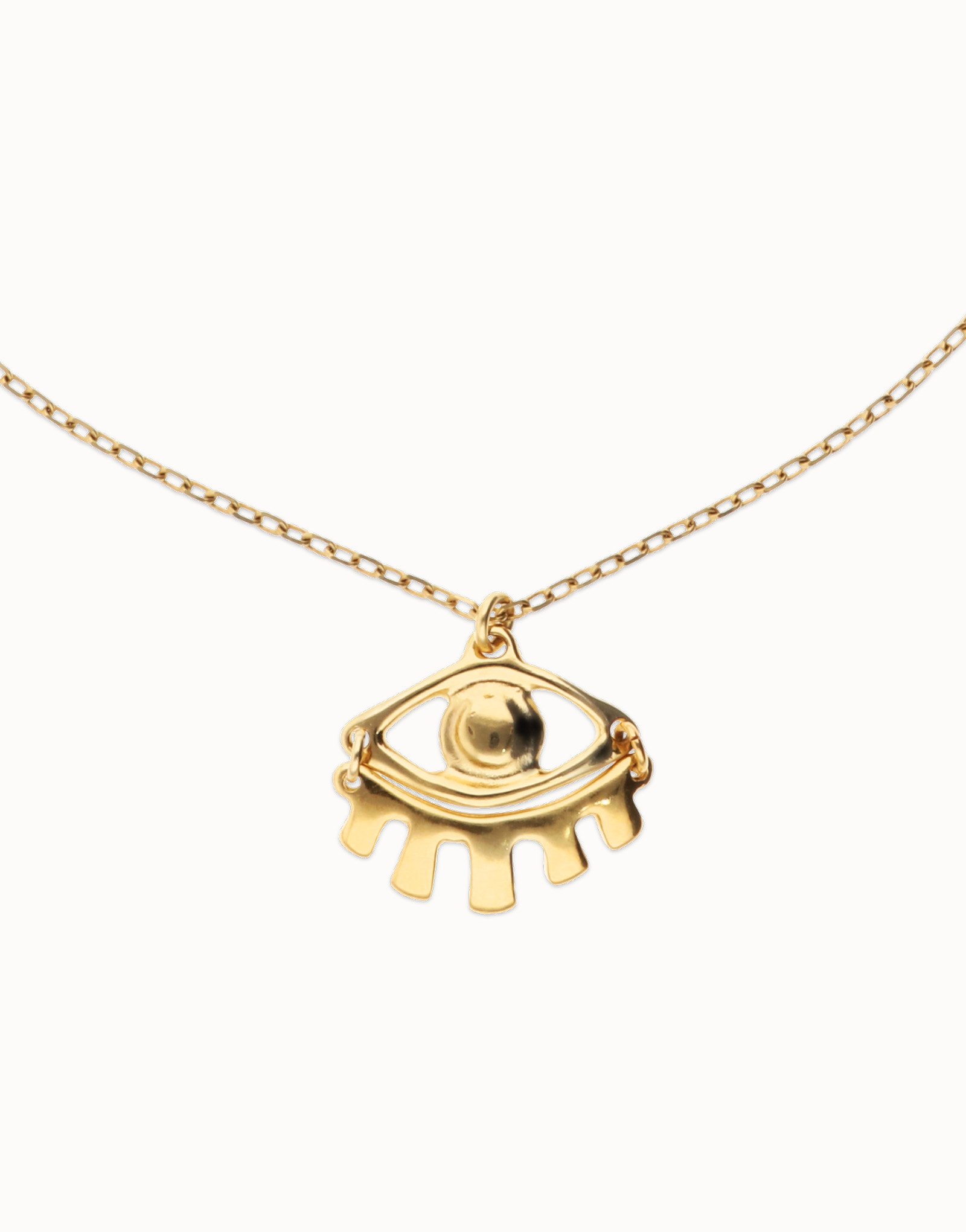 Collar corto bañado en oro 18k con detalle de ojo pequeño, Dorado, large thumbnail