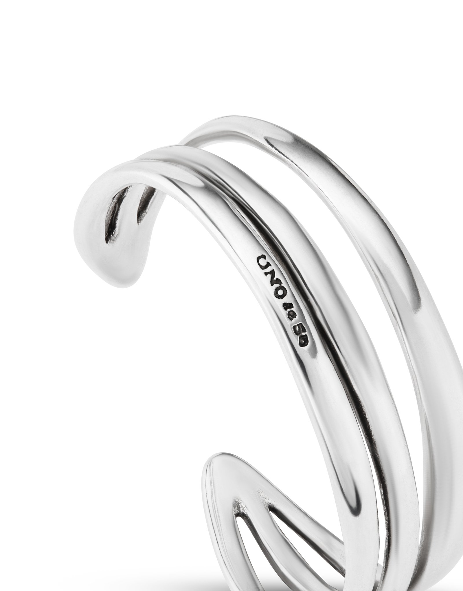 Bracciale rigido placcato argento Sterling con 2 cristalli s grigi, 1 bianco e 1 rosa, Argent, large image number null