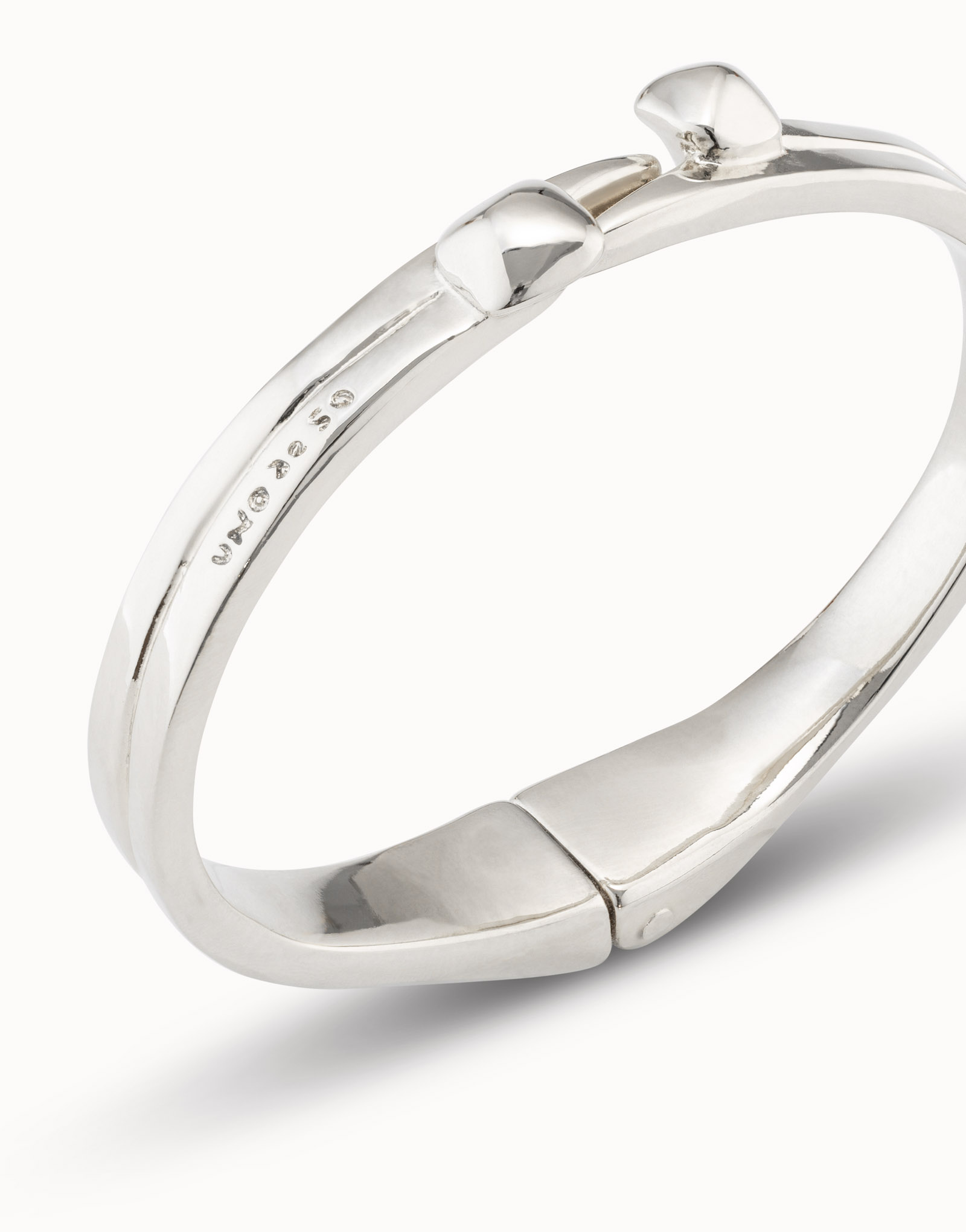 Sterling silver-plated nail shaped bracelet with hidden spring, Silver, large image number null