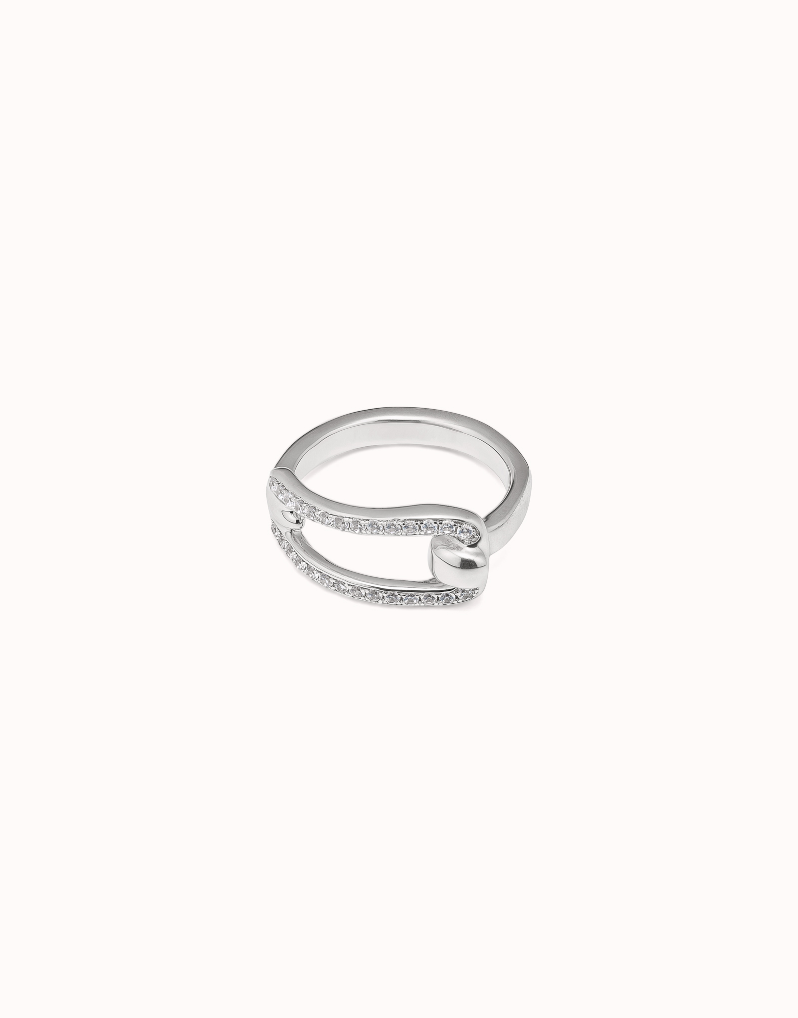Sterling silver-plated link shaped ring with topaz | UNOde50