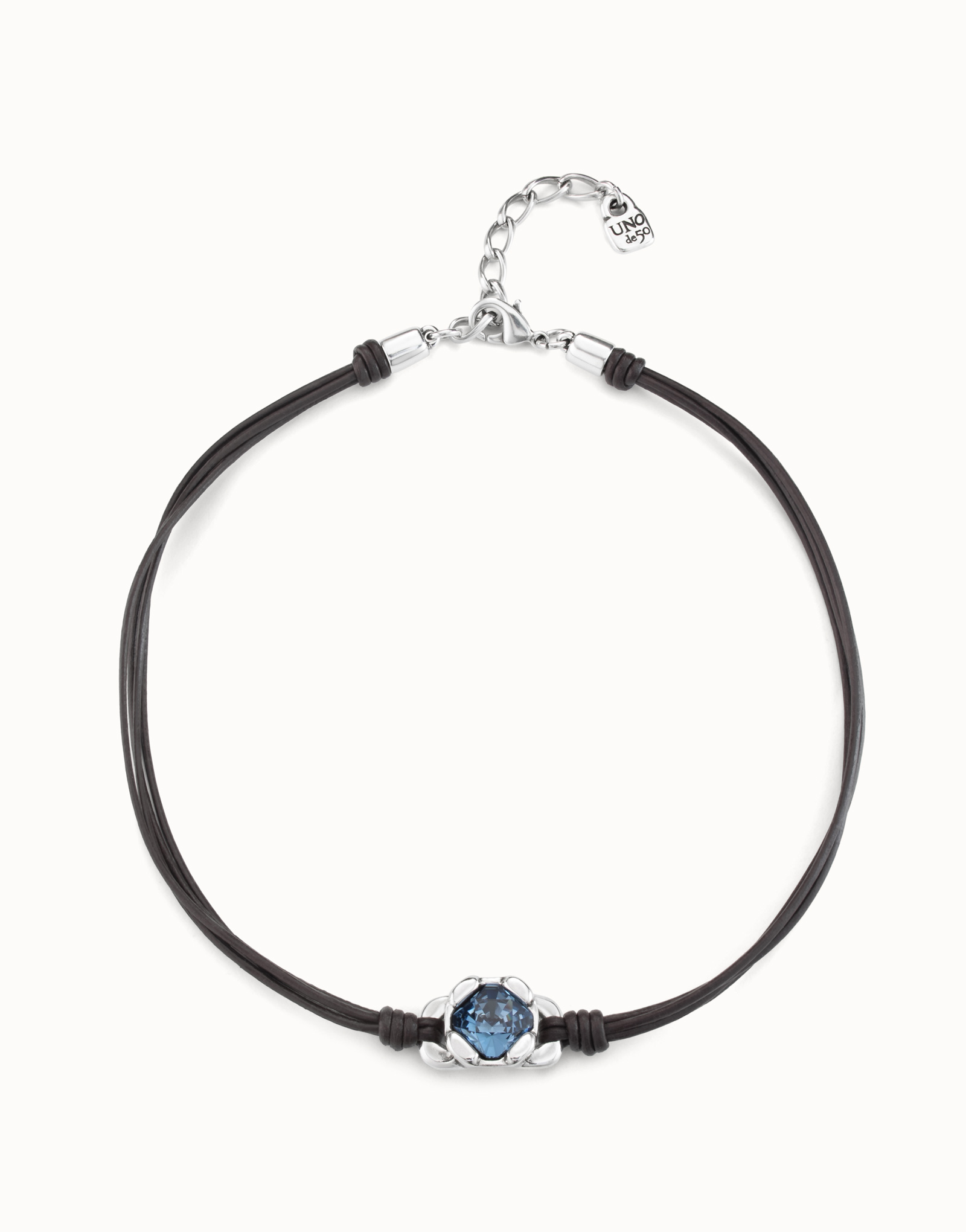 Leather necklace with sterling silver-plated clasp | UNOde50 Albania