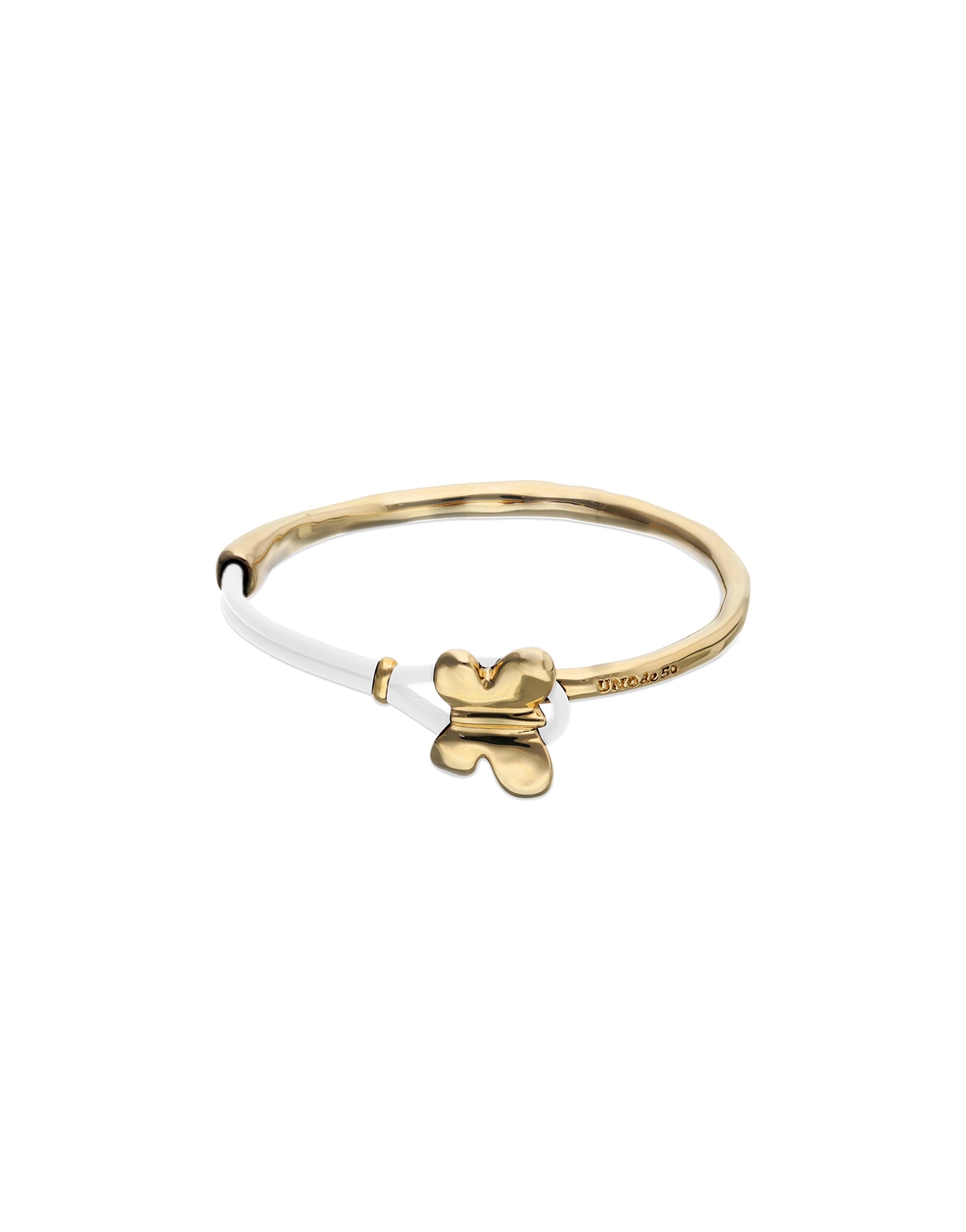 Cream leather bracelet with butterfly ornament