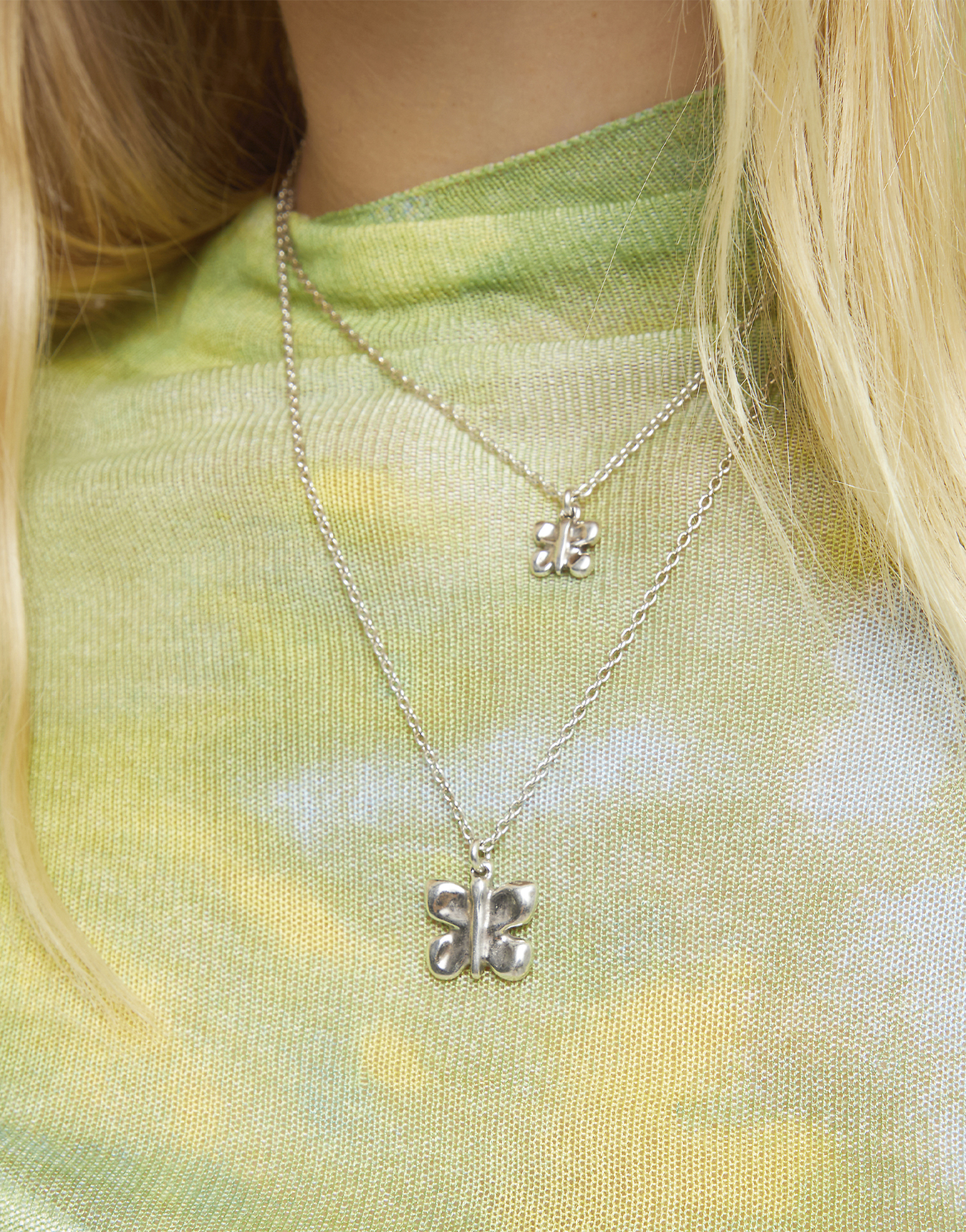 Double necklace with butterflies