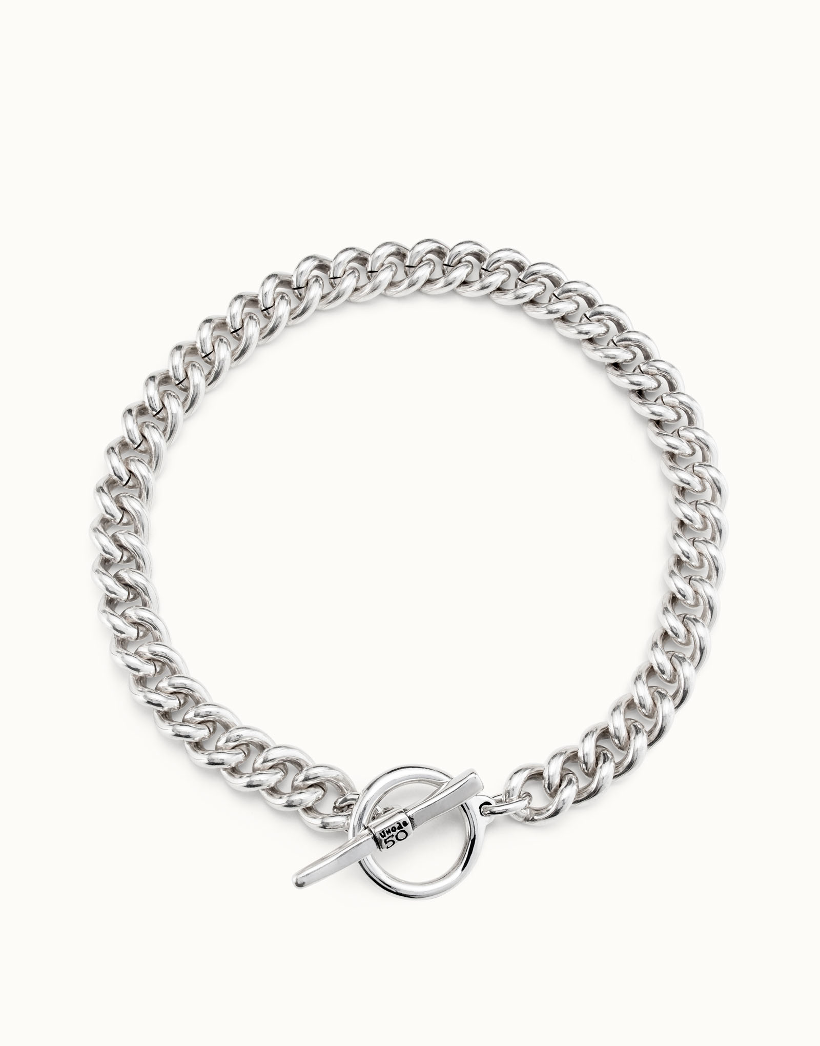Sterling silver-plated necklace with curb chain, Silver, large image number null