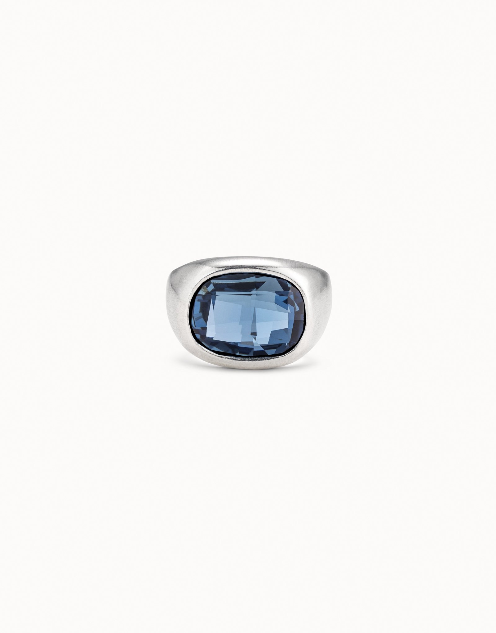 Sterling silver-plated ring with blue crystal, Silver, large image number null