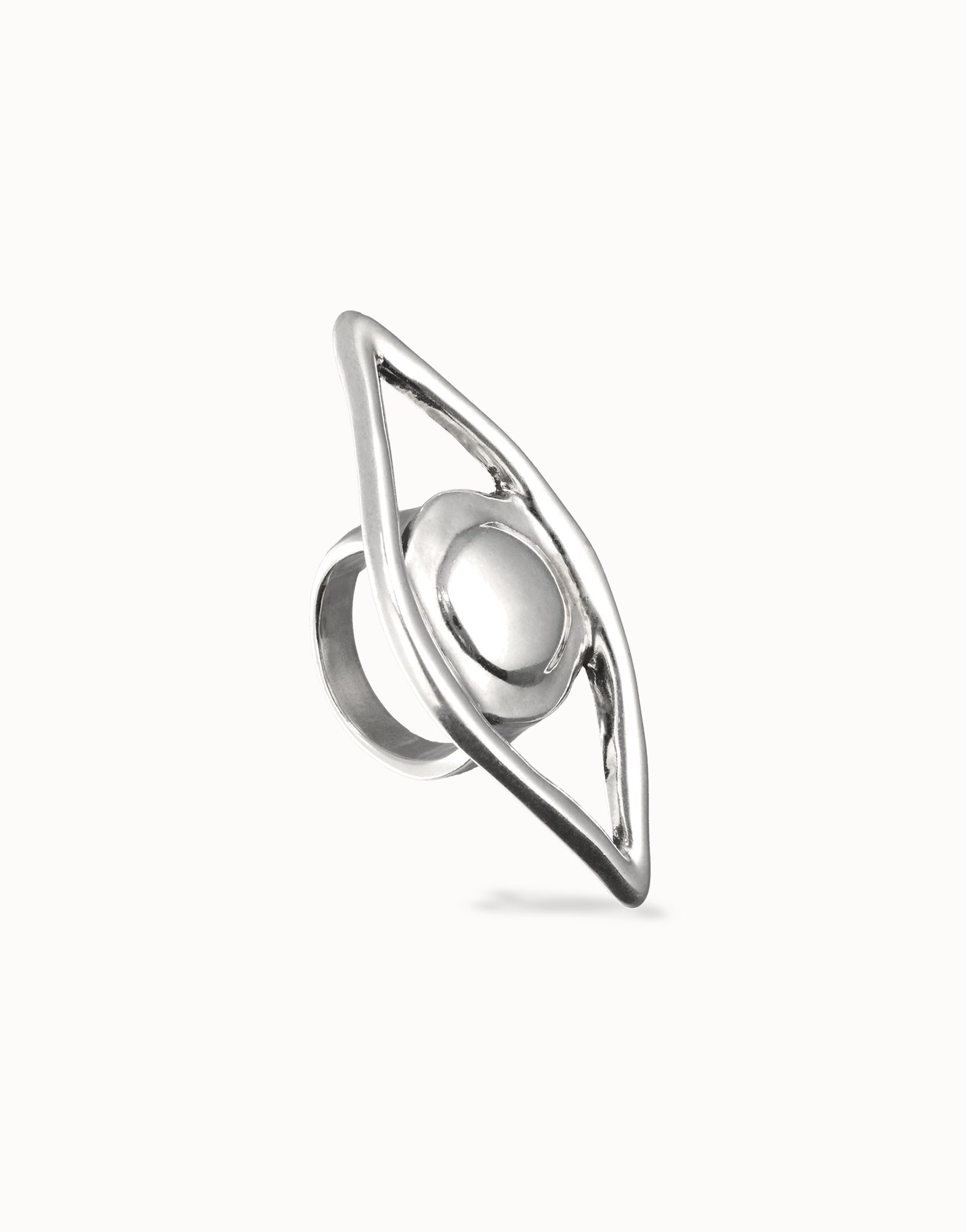 Anillo bañado en plata de ley con forma de ojo grande, Plateado, large thumbnail