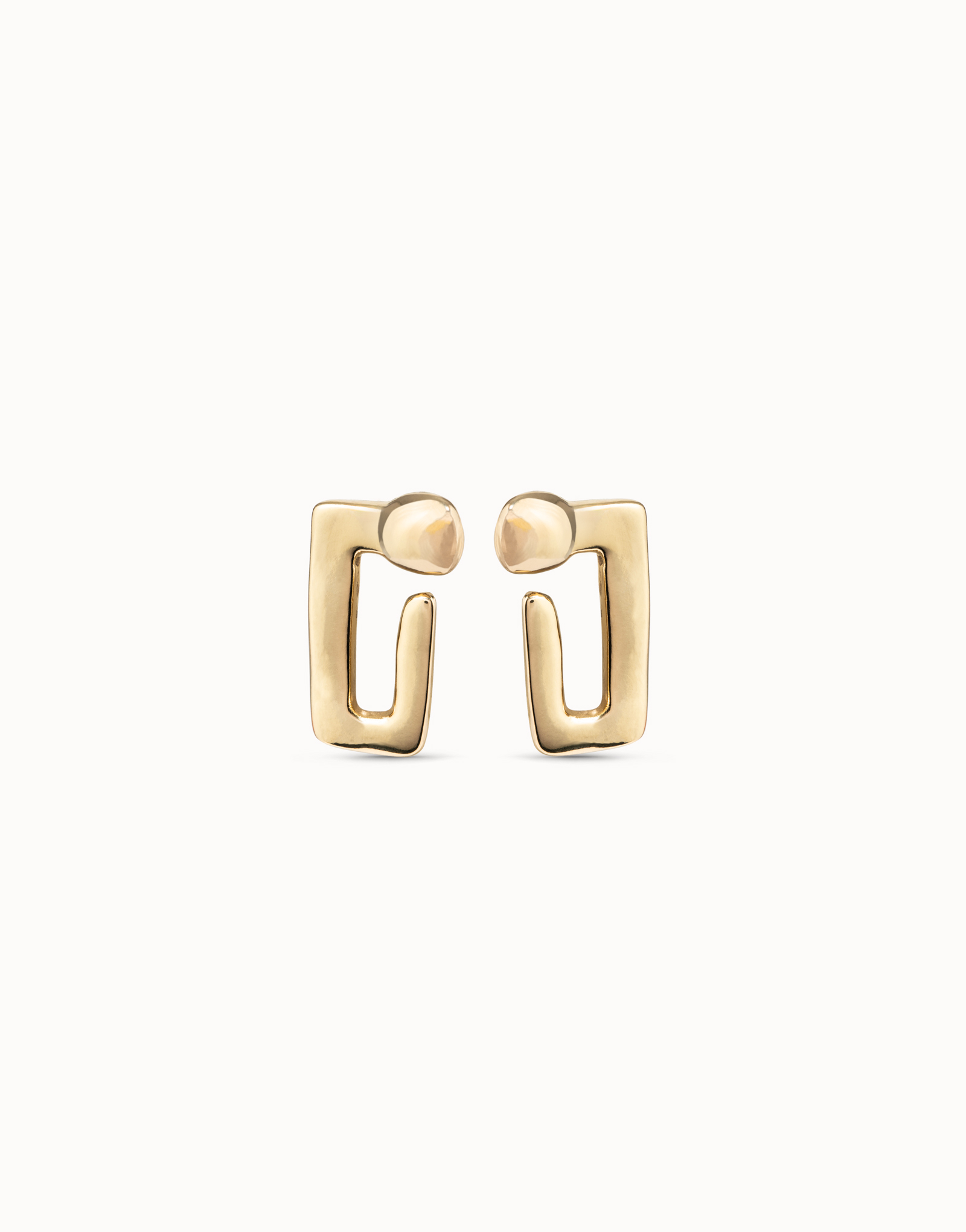 Pendientes stud bañados en oro de 18k con forma rectangular de clavo tamaño mediano, Dorado, large image number null