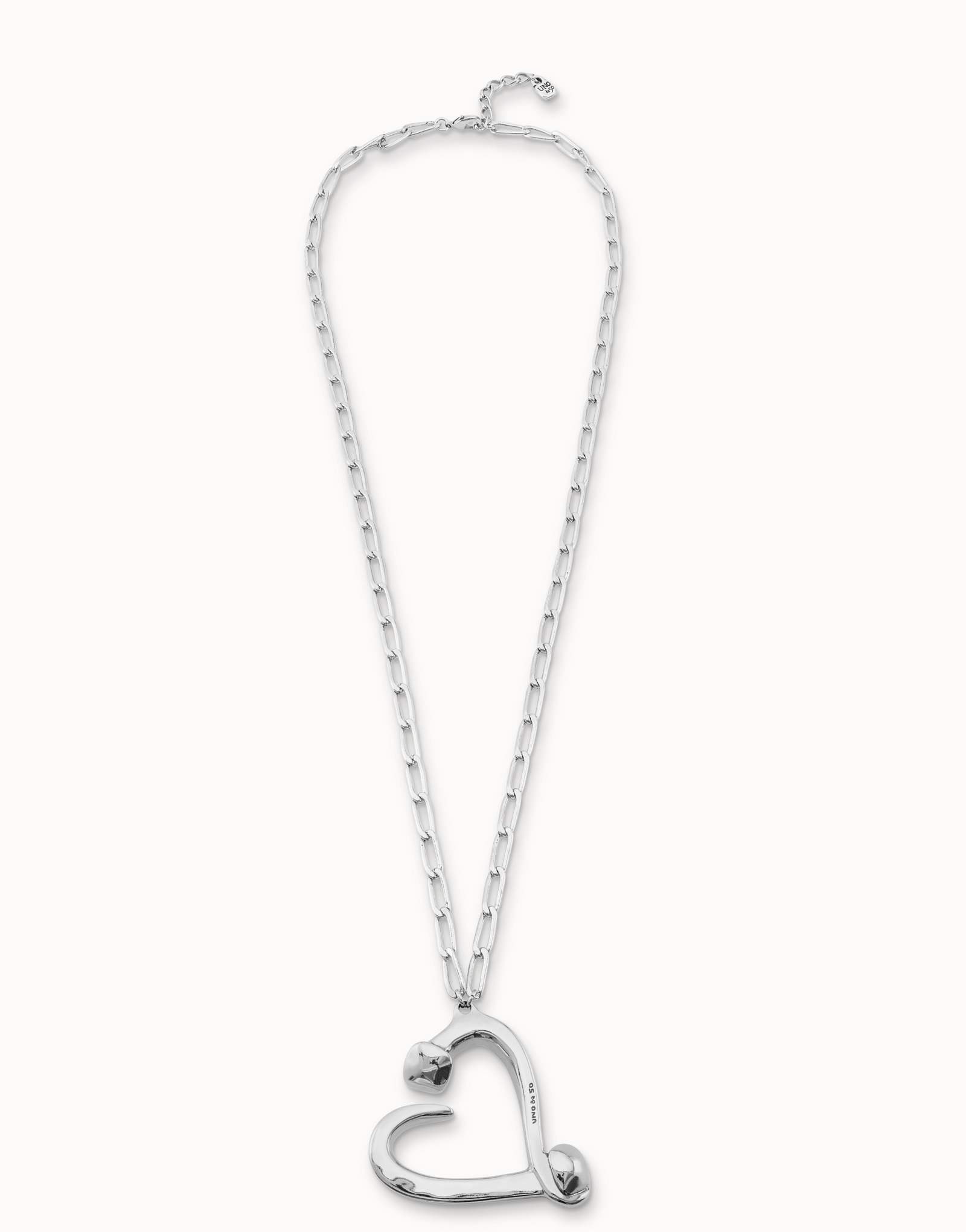 Collier plaqué argent avec maillons et cœur, Argent, large image number null