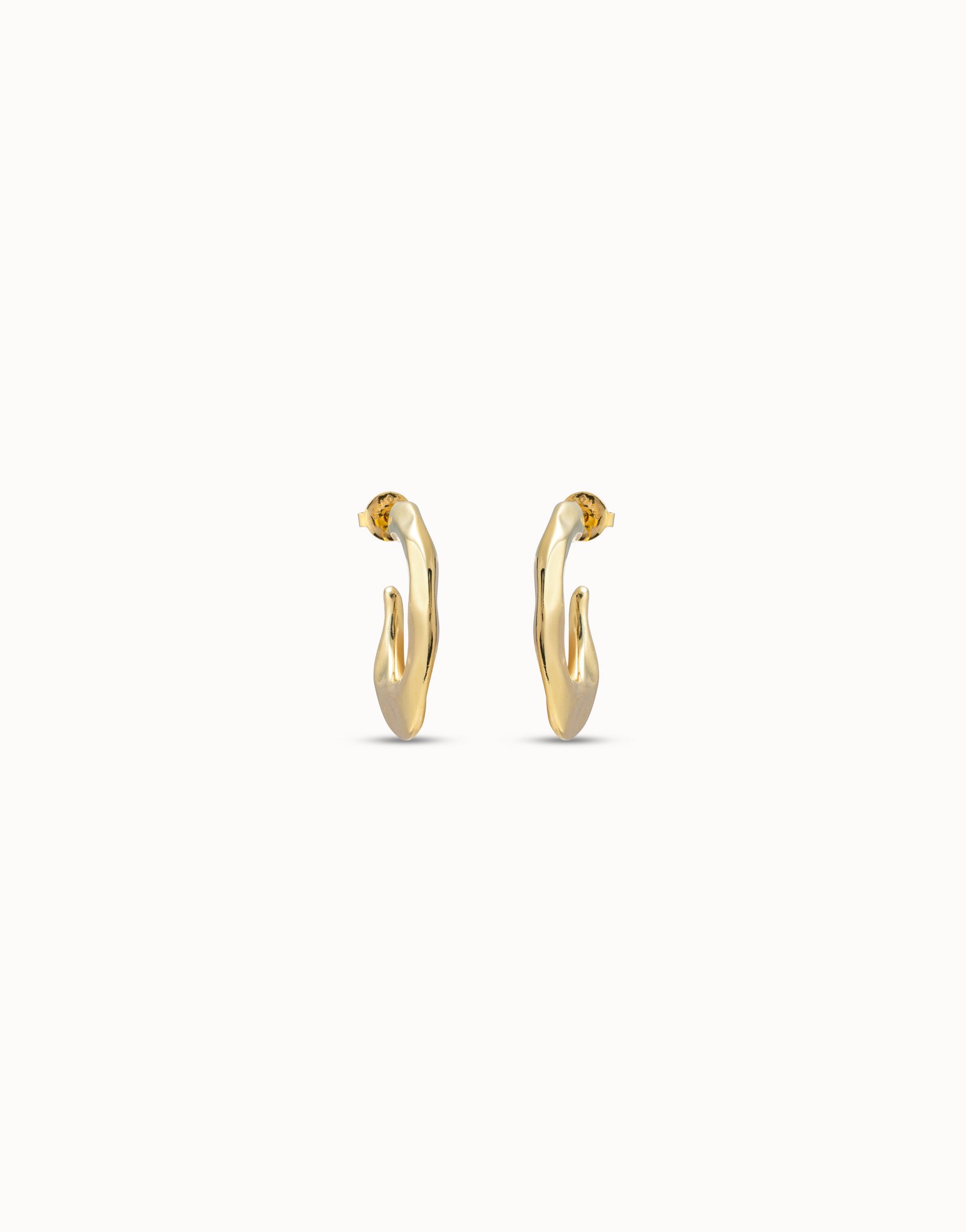 18k gold-plated flattened banana shaped earrings, Golden, large image number null