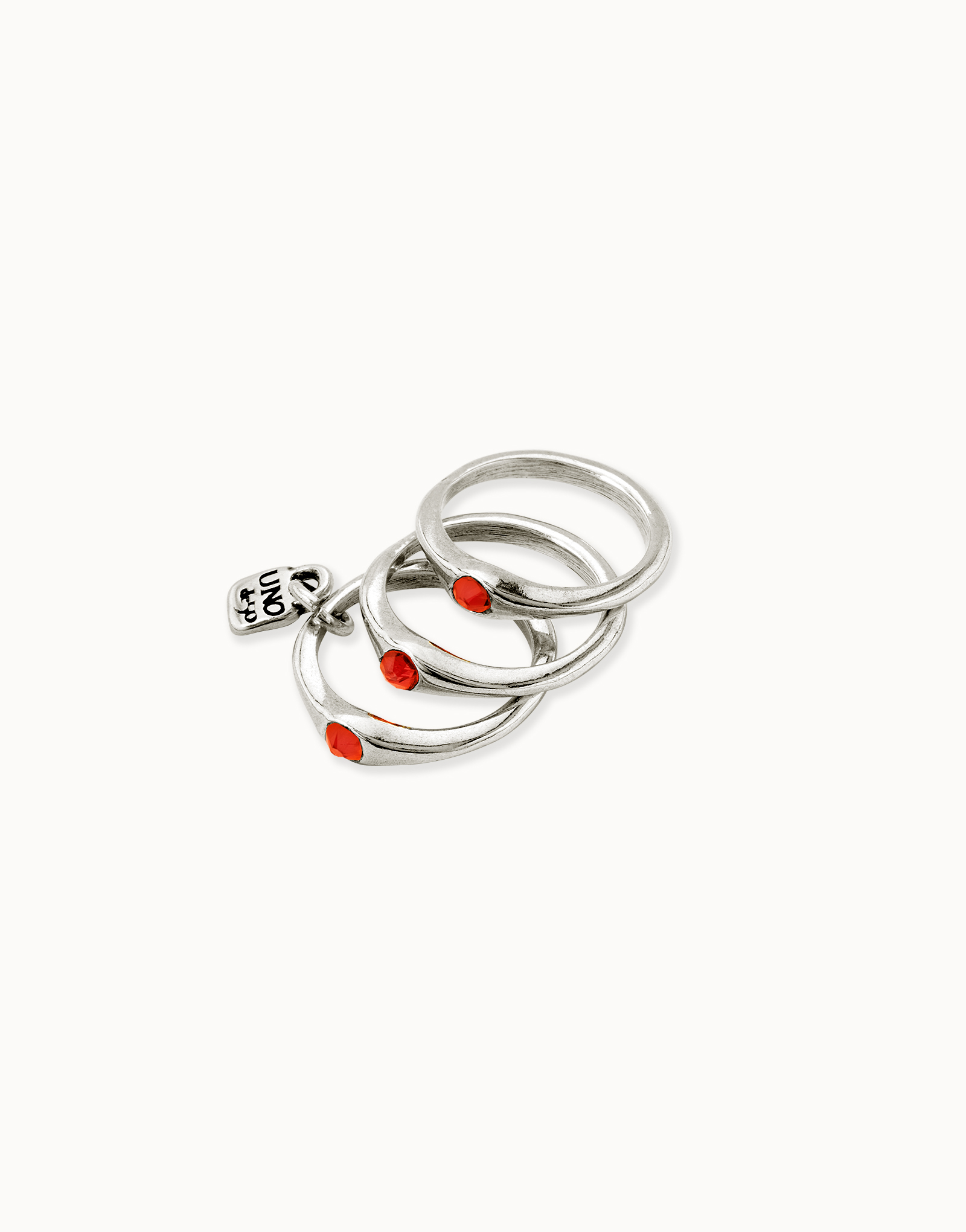 Bague plaquée argent triple avec cristaux rouge, Argent, large image number null