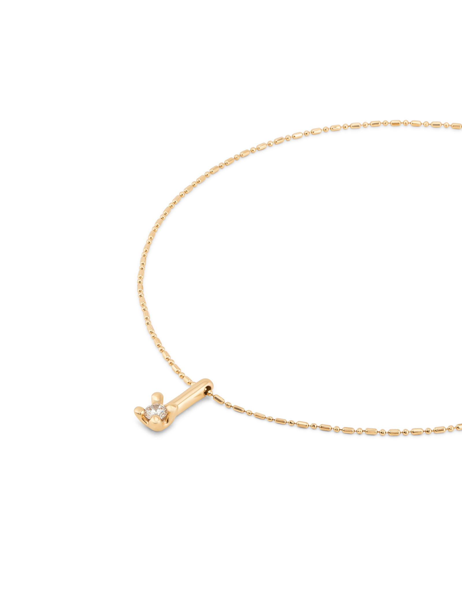 18K gold-plated necklace with white central cubic zirconia, Golden, large image number null