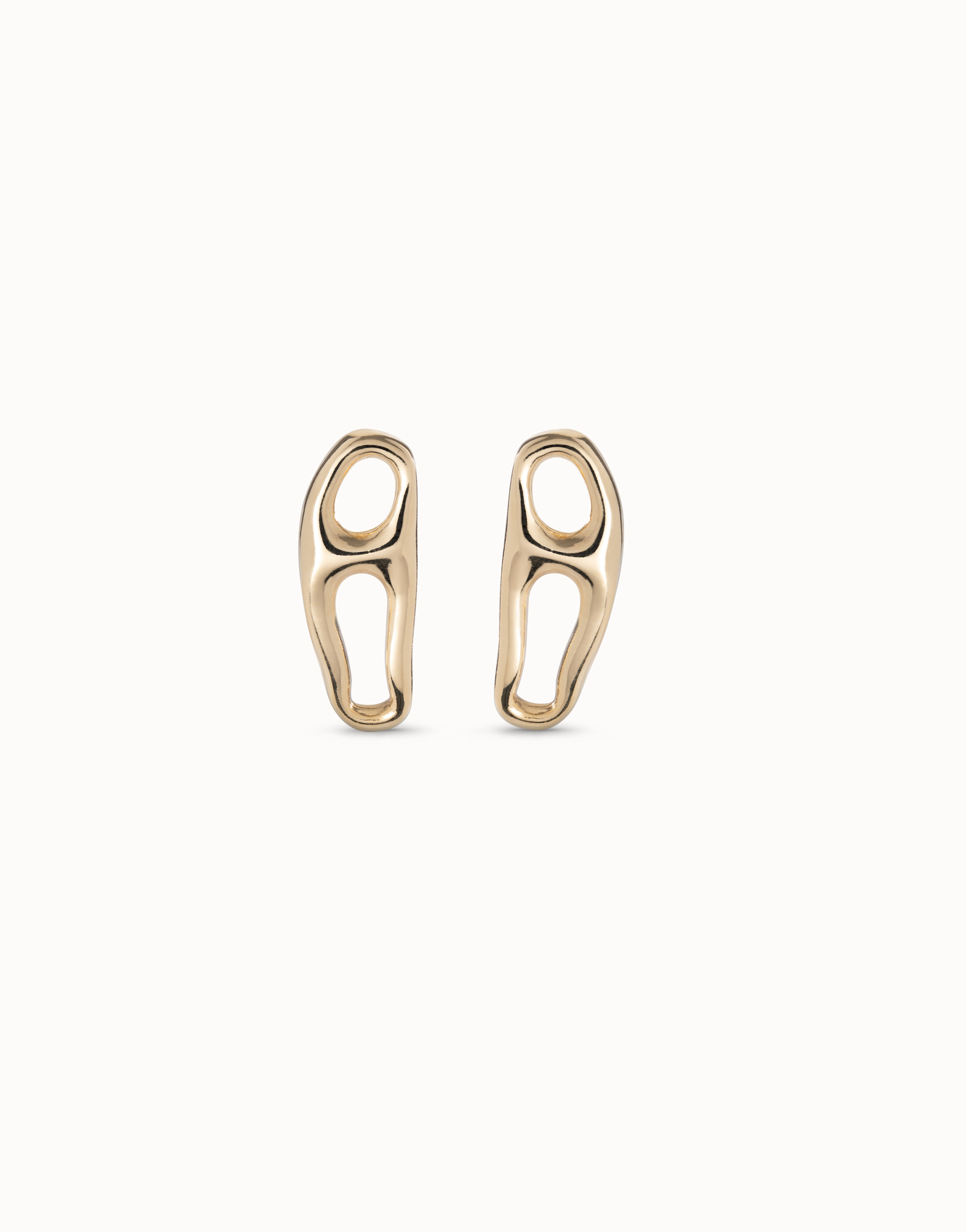 18K gold-plated link shaped earrings, Golden, large image number null