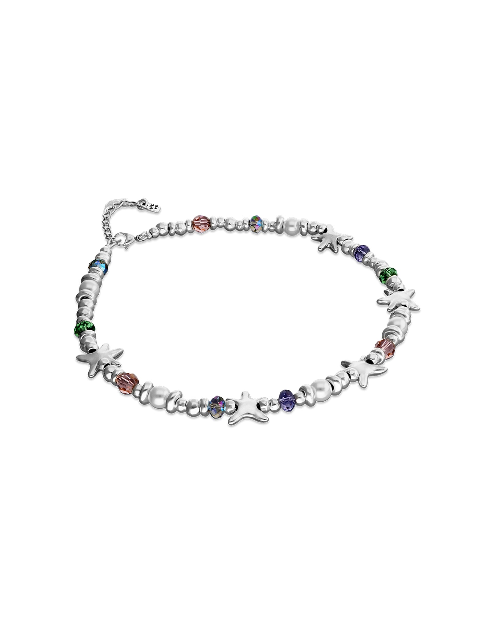 Short necklace with crystals and small starfishes