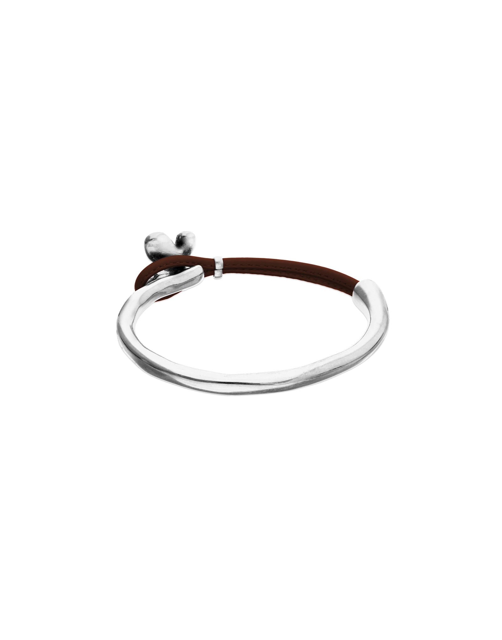 Brown leather bracelet with butterfly ornament