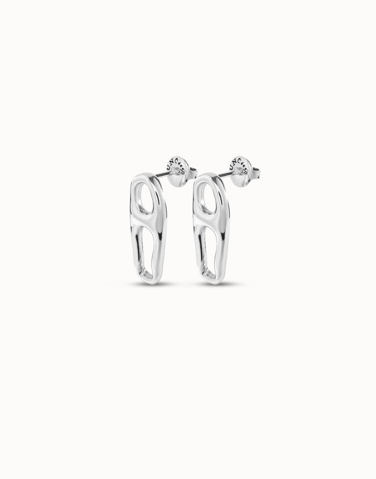 Boucles d’oreilles plaquées argent en forme de maillon, Argent, large image number null