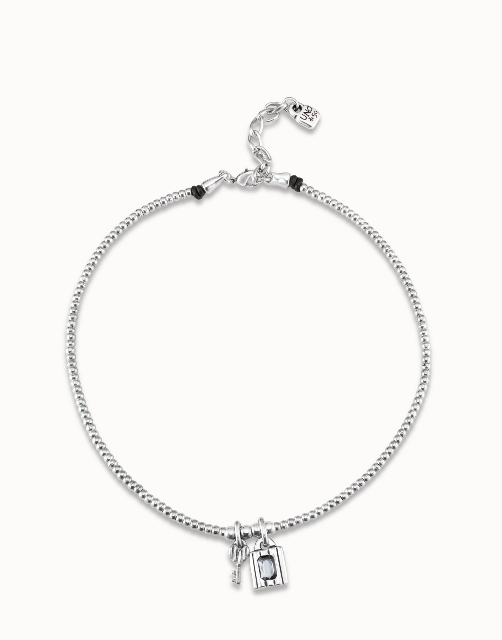 Colgante de plata con 2 charms de llave y candado
