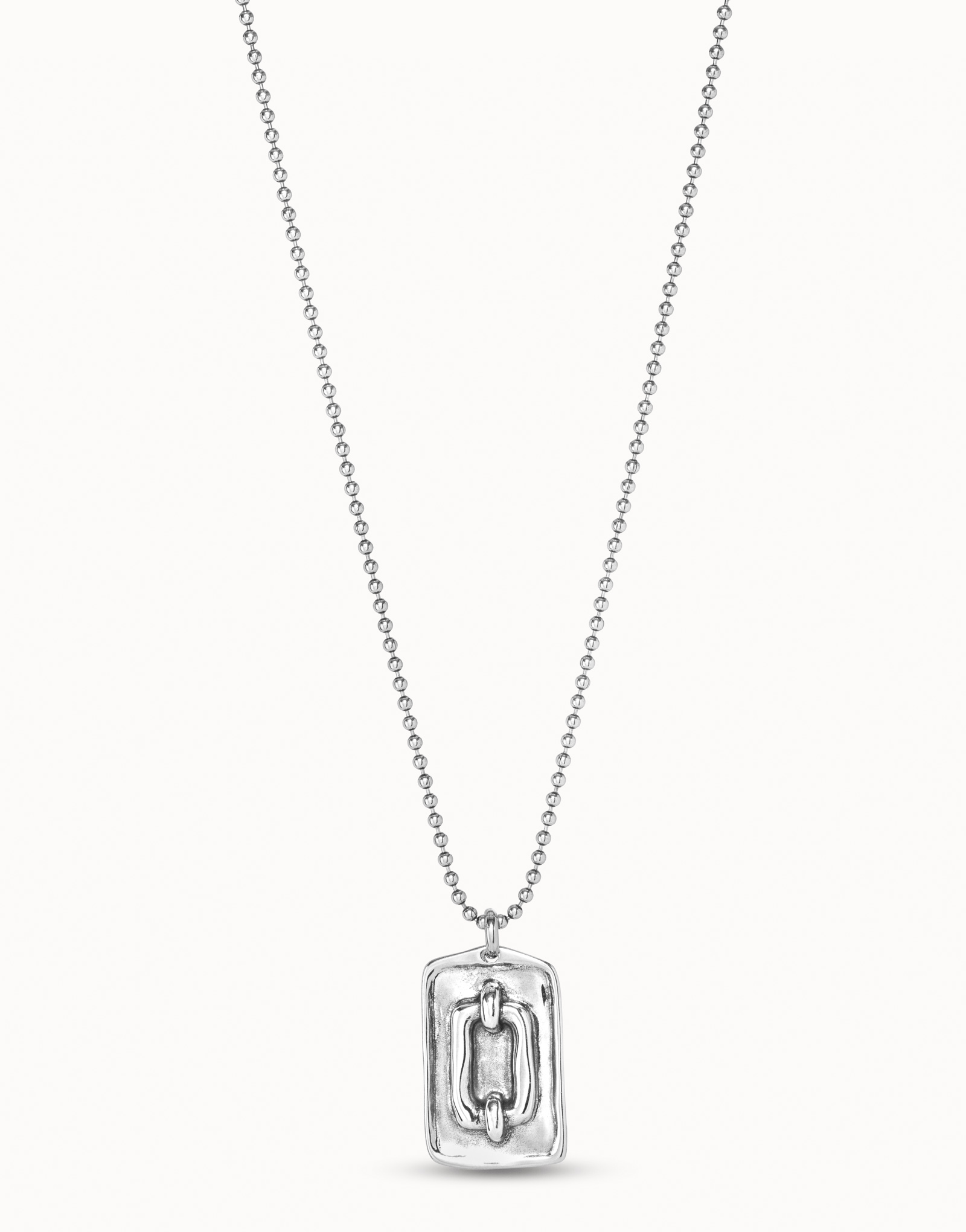 Collana lunga placcata argento Sterling, cordone a sfere e perlina con rilievo doppio gancio, Argent, large image number null