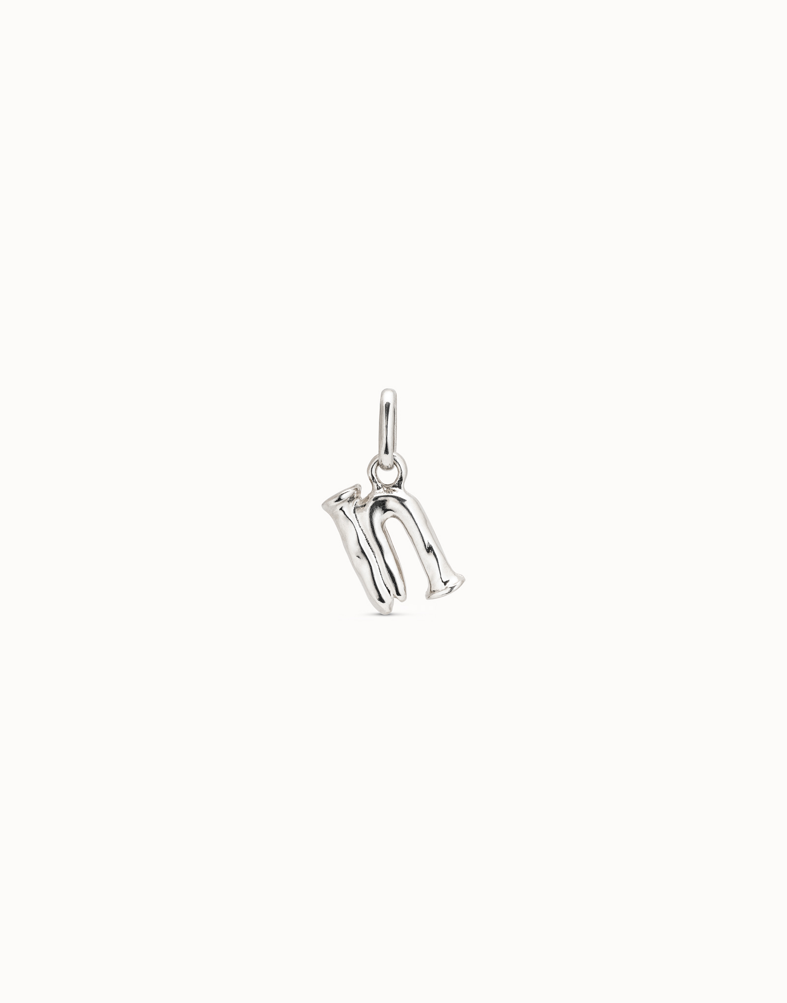 Sterling silver-plated letter N charm, Silver, large image number null