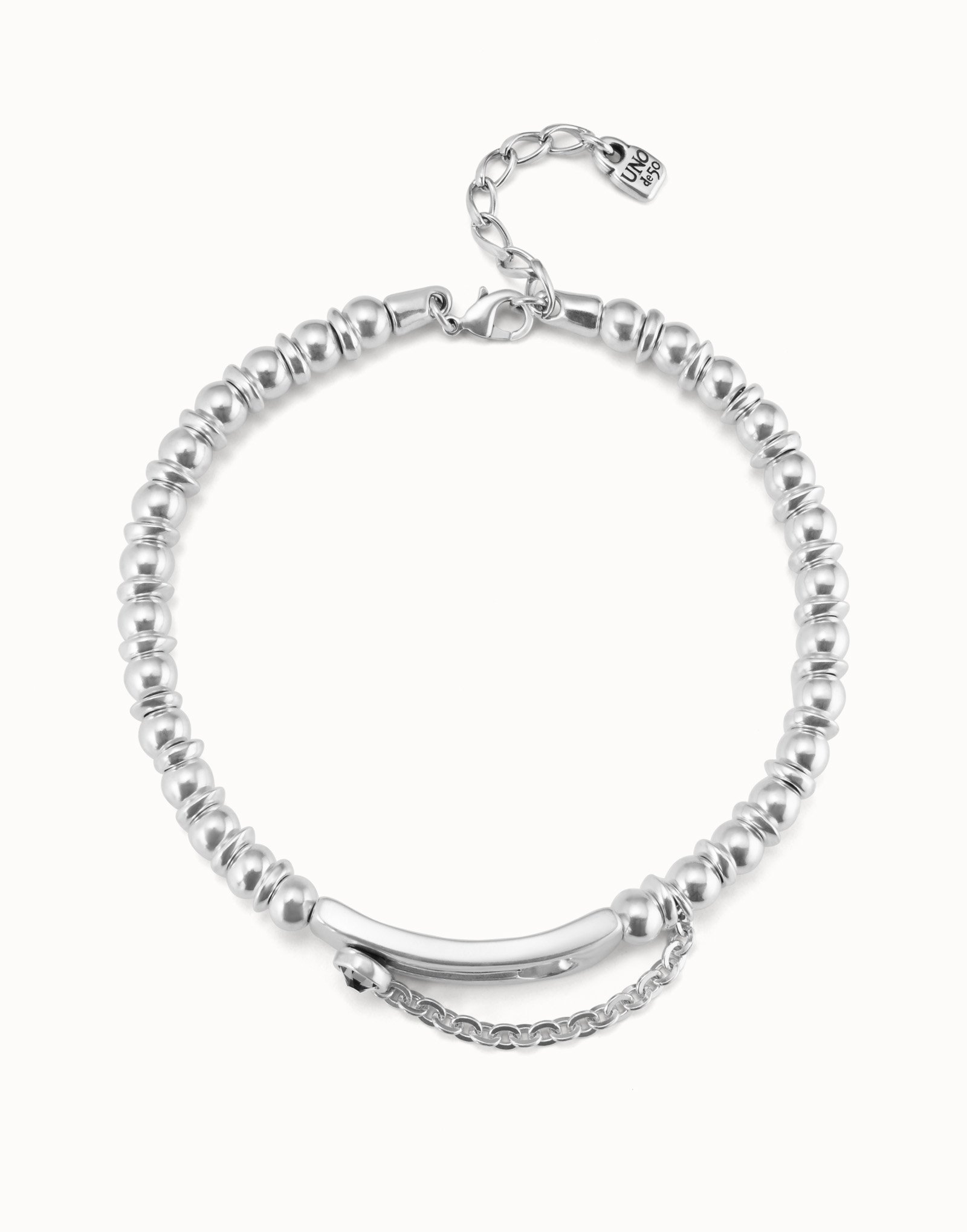 Collana placcata argento Sterling con cristallo grigio, Argent, large image number null