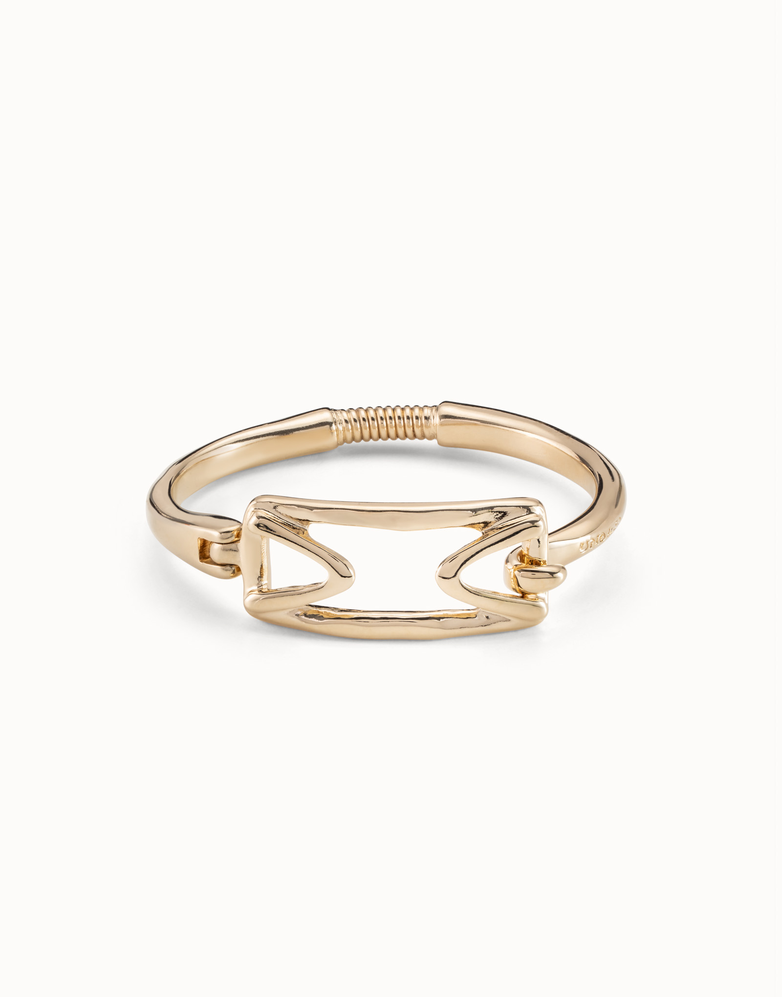 18K gold-plated rigid bracelet with rectangular central link, Golden, large image number null