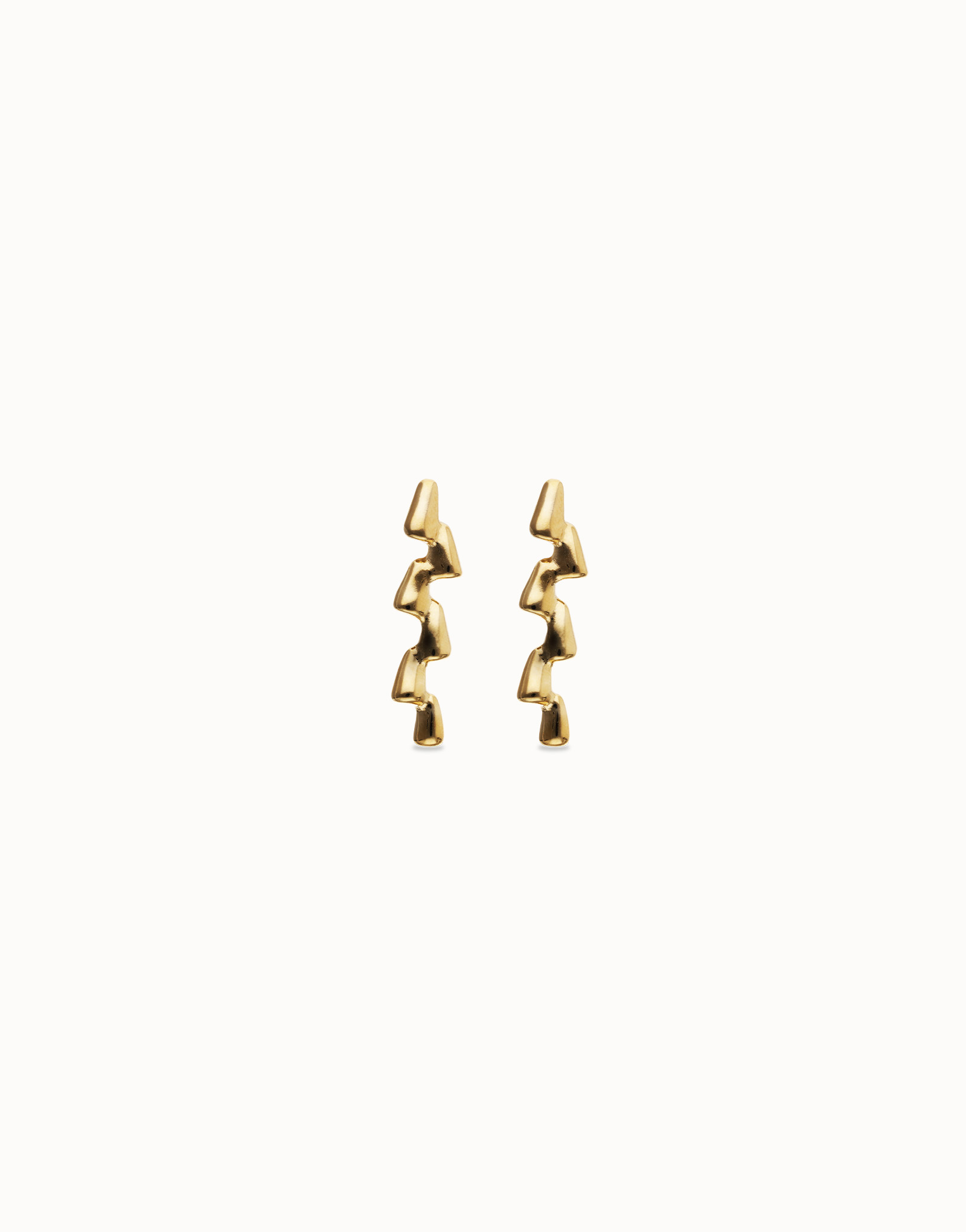Boucles d'oreilles longues en zigzag plaqu&eacute;es or 18k, Or, large thumbnail