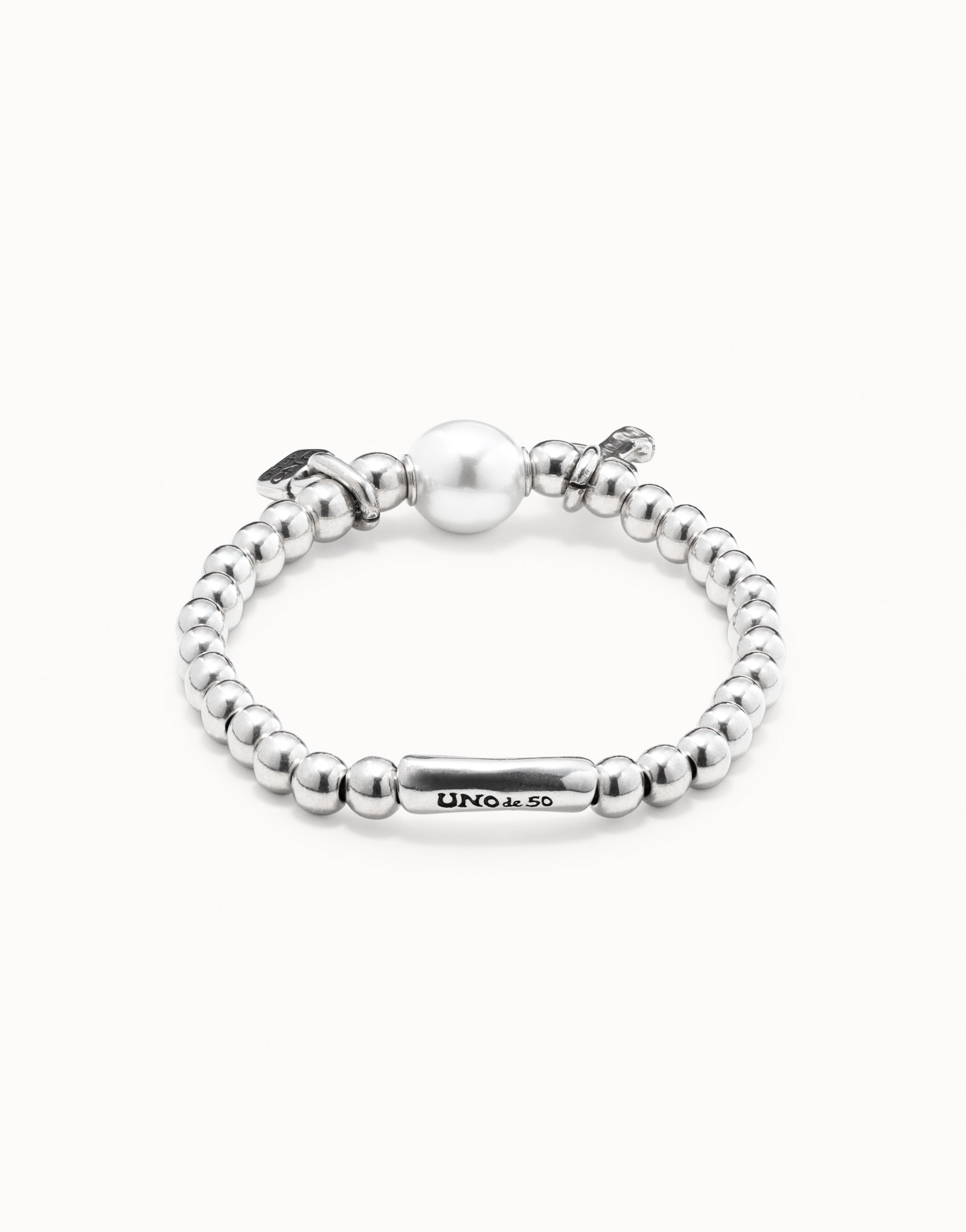 Sterling silver-plated bracelet with pearl, Silver, large image number null