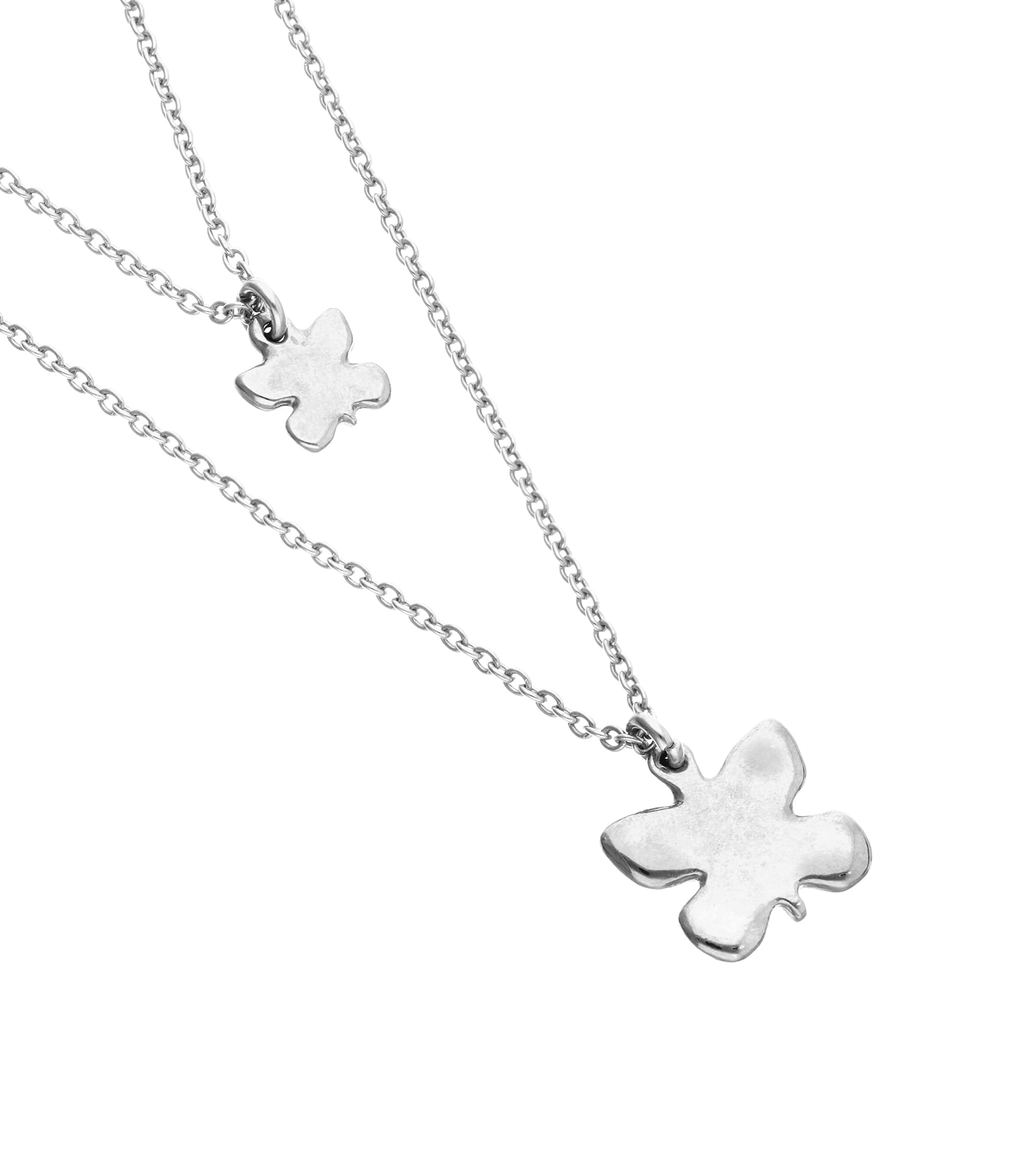 Collar doble con mariposas ba&ntilde;ado en plata de ley