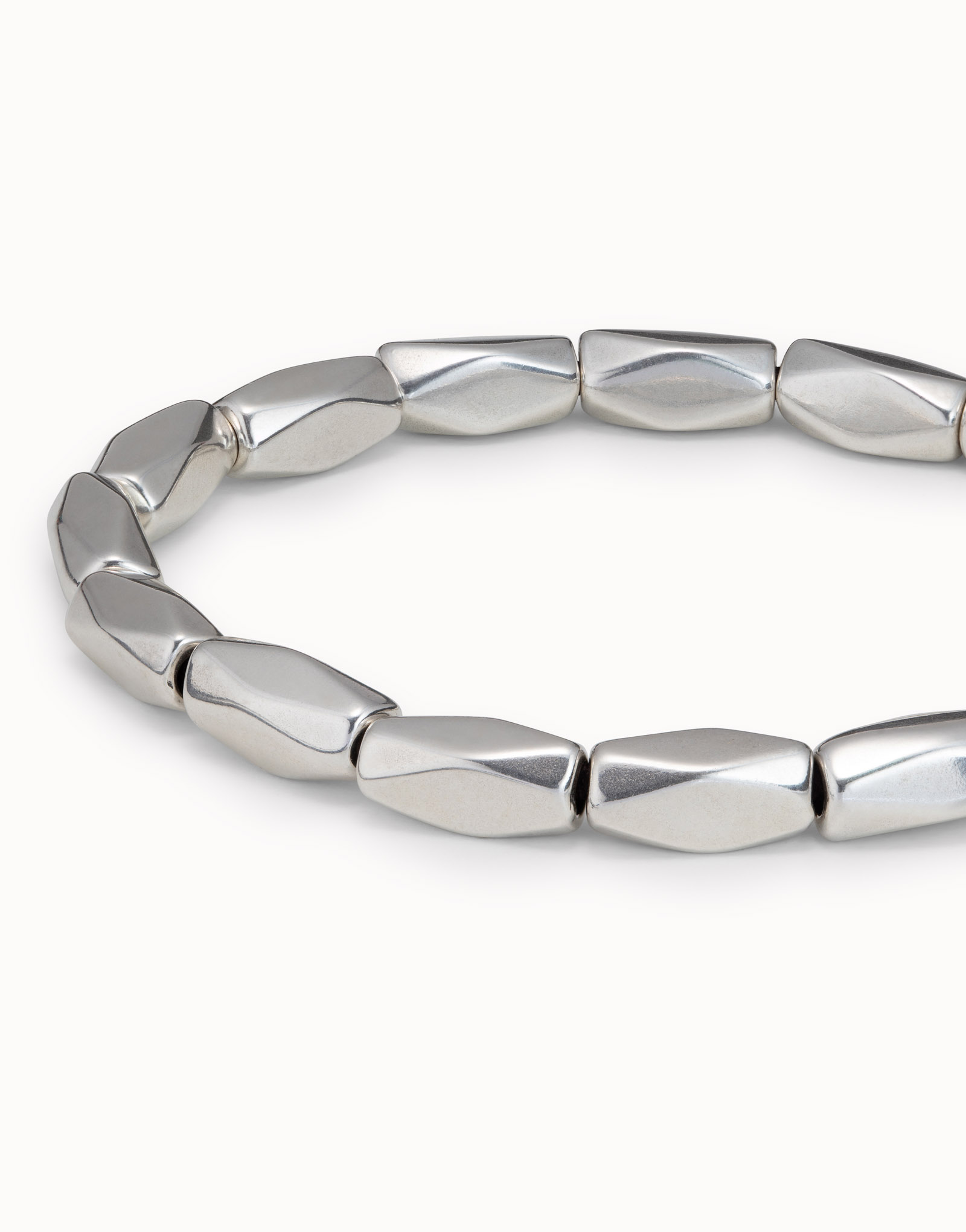Sterling silver-plated elastic bracelet with diamond shaped pins, , large image number null