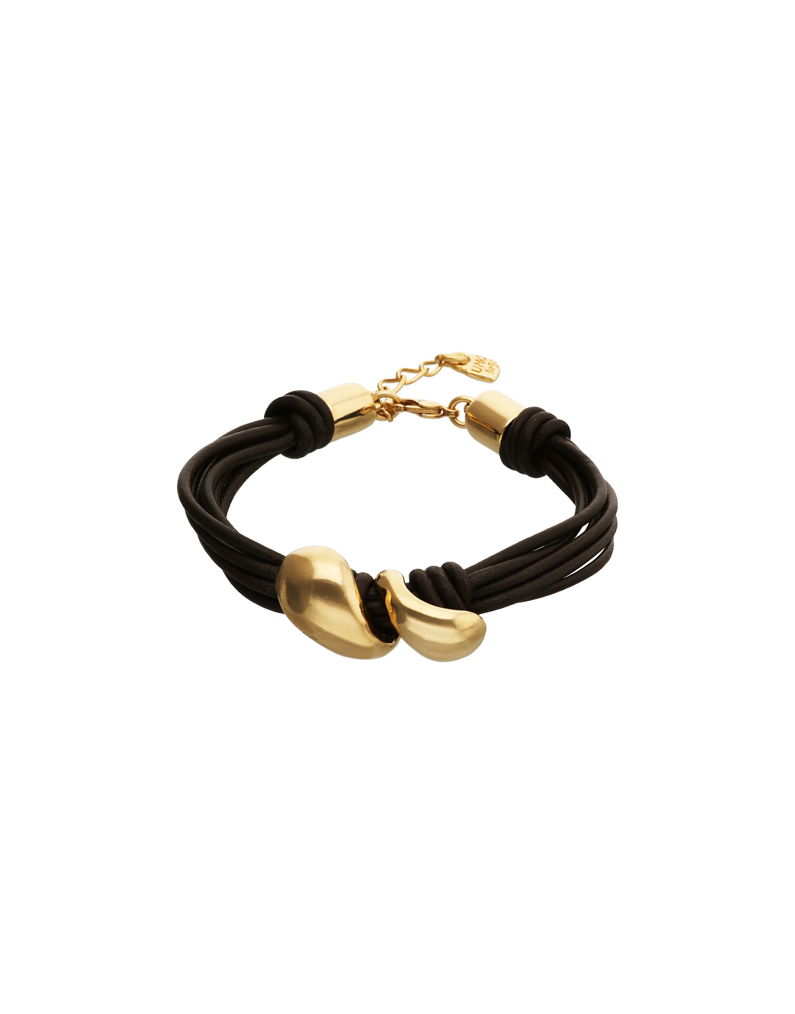 Leather bracelet with two drops