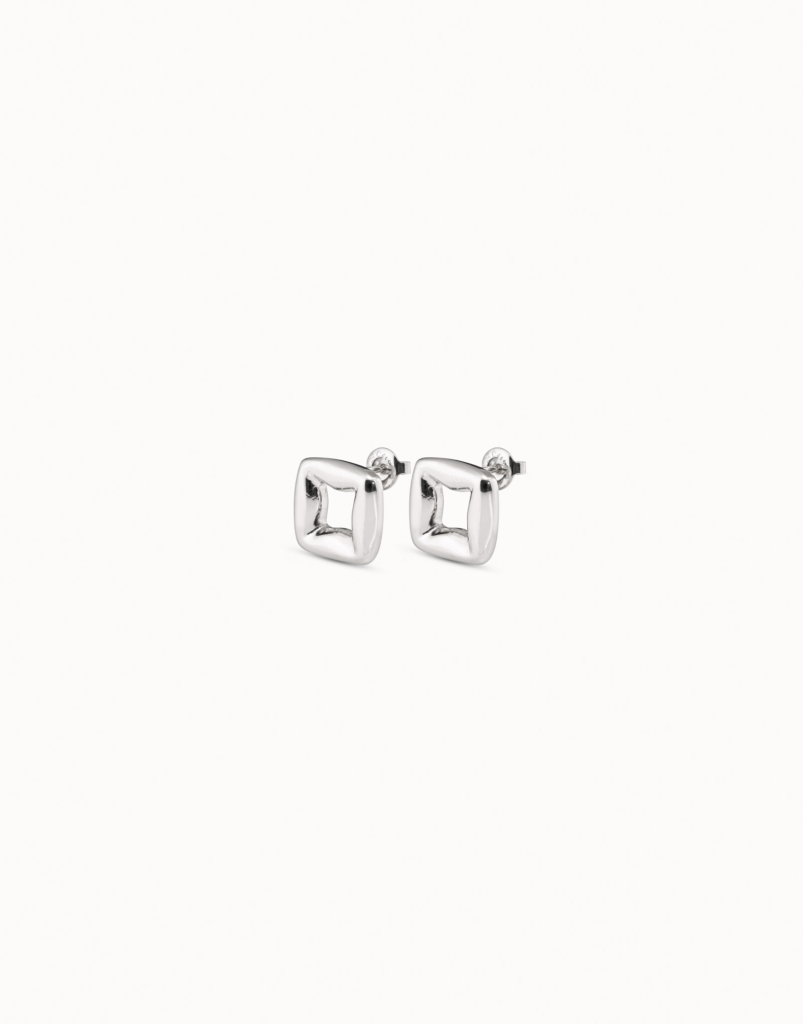 Sterling silver-plated small link shaped earrings, Silver, large image number null