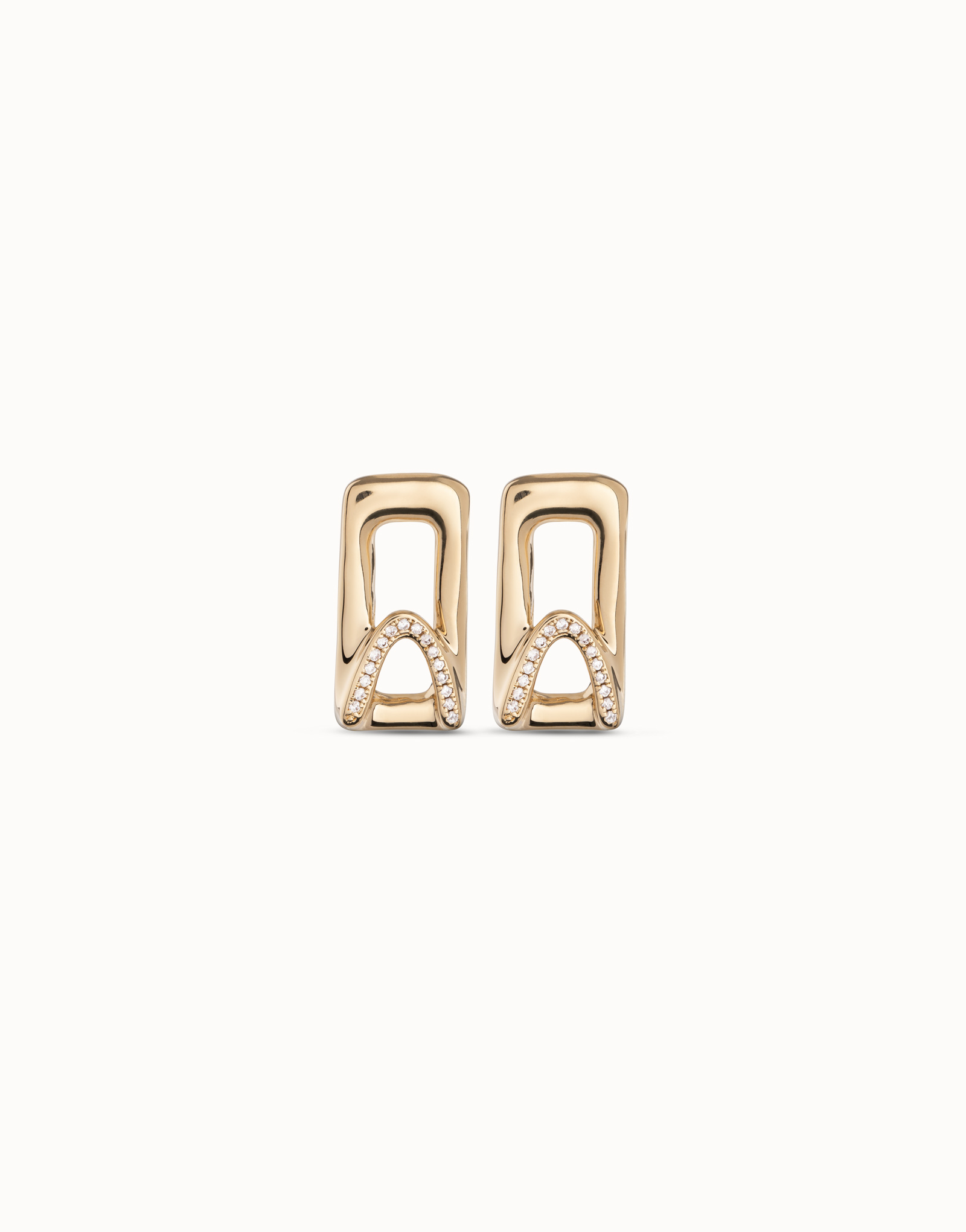 18K gold-plated earrings with topaz, Golden, large image number null