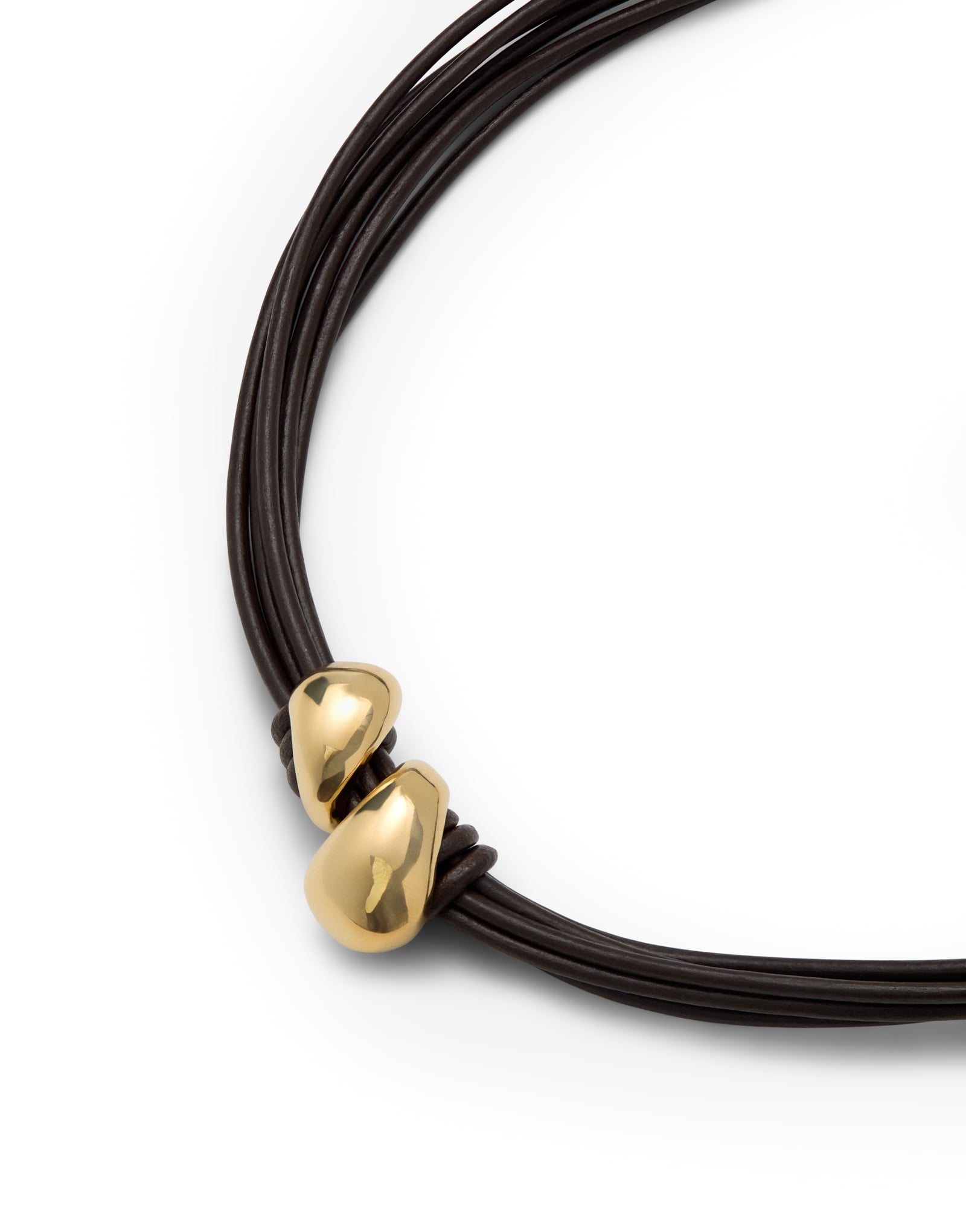Short leather necklace with two drops