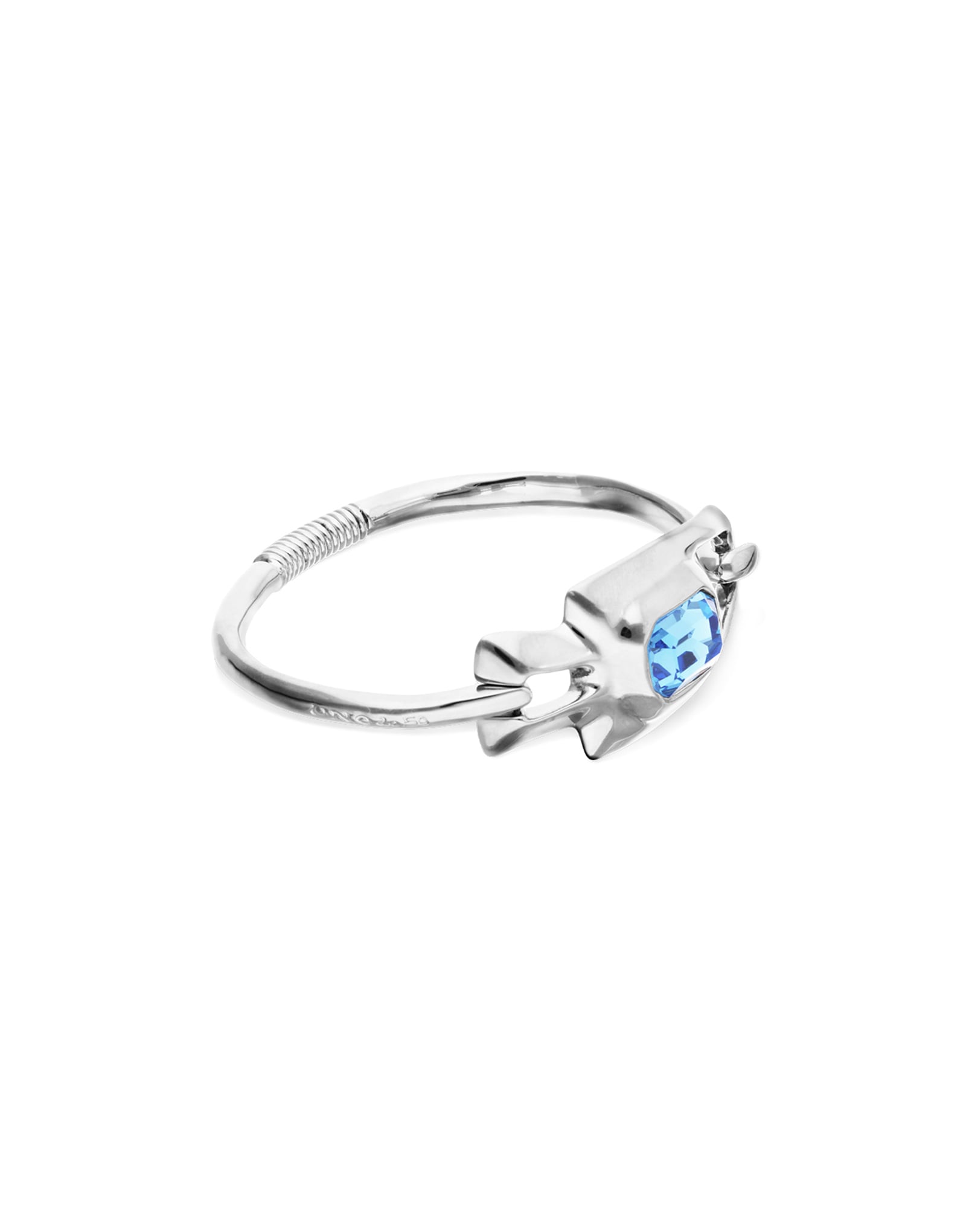 Semi-rigid bracelet with blue faceted crystal