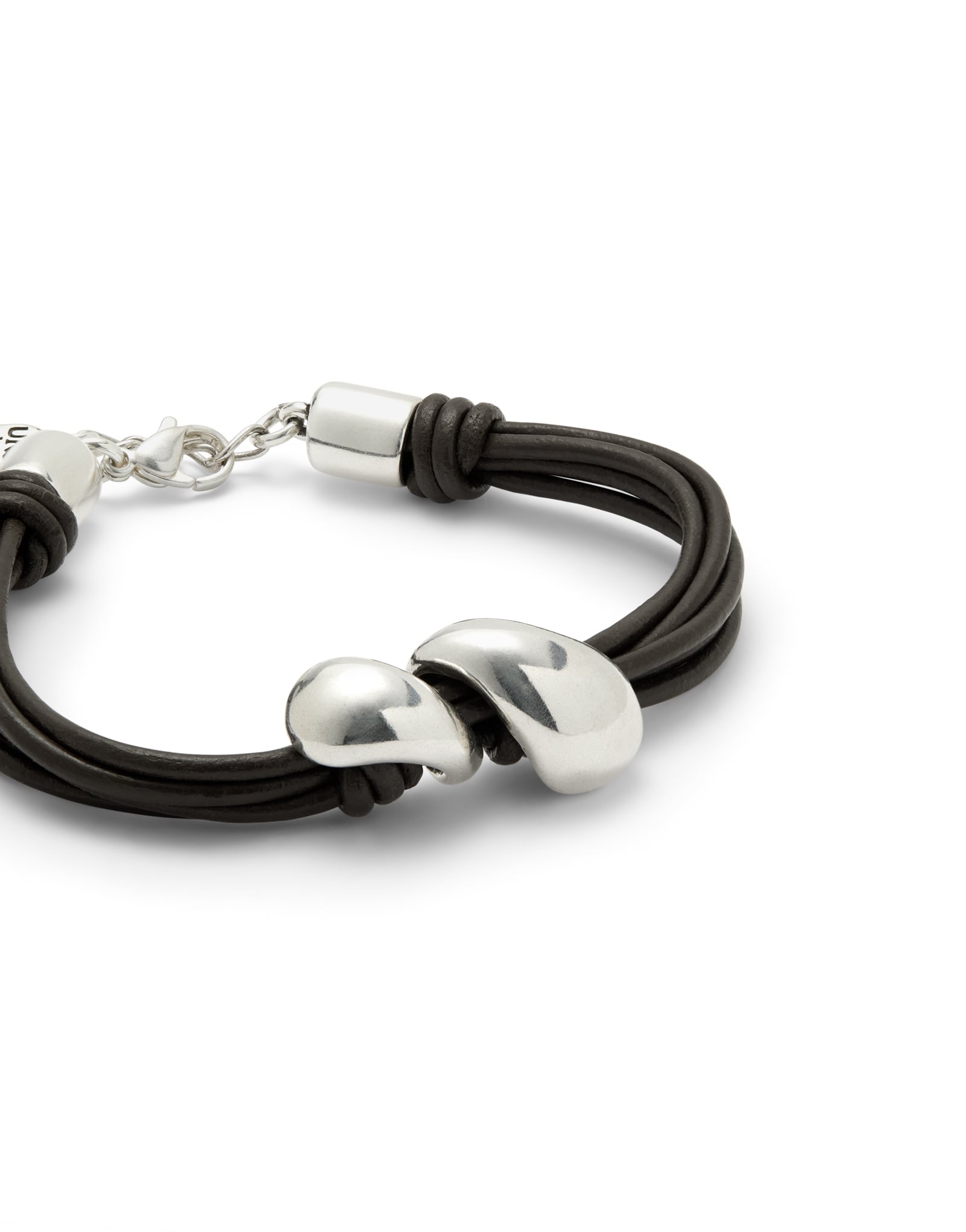 Leather bracelet with two drops